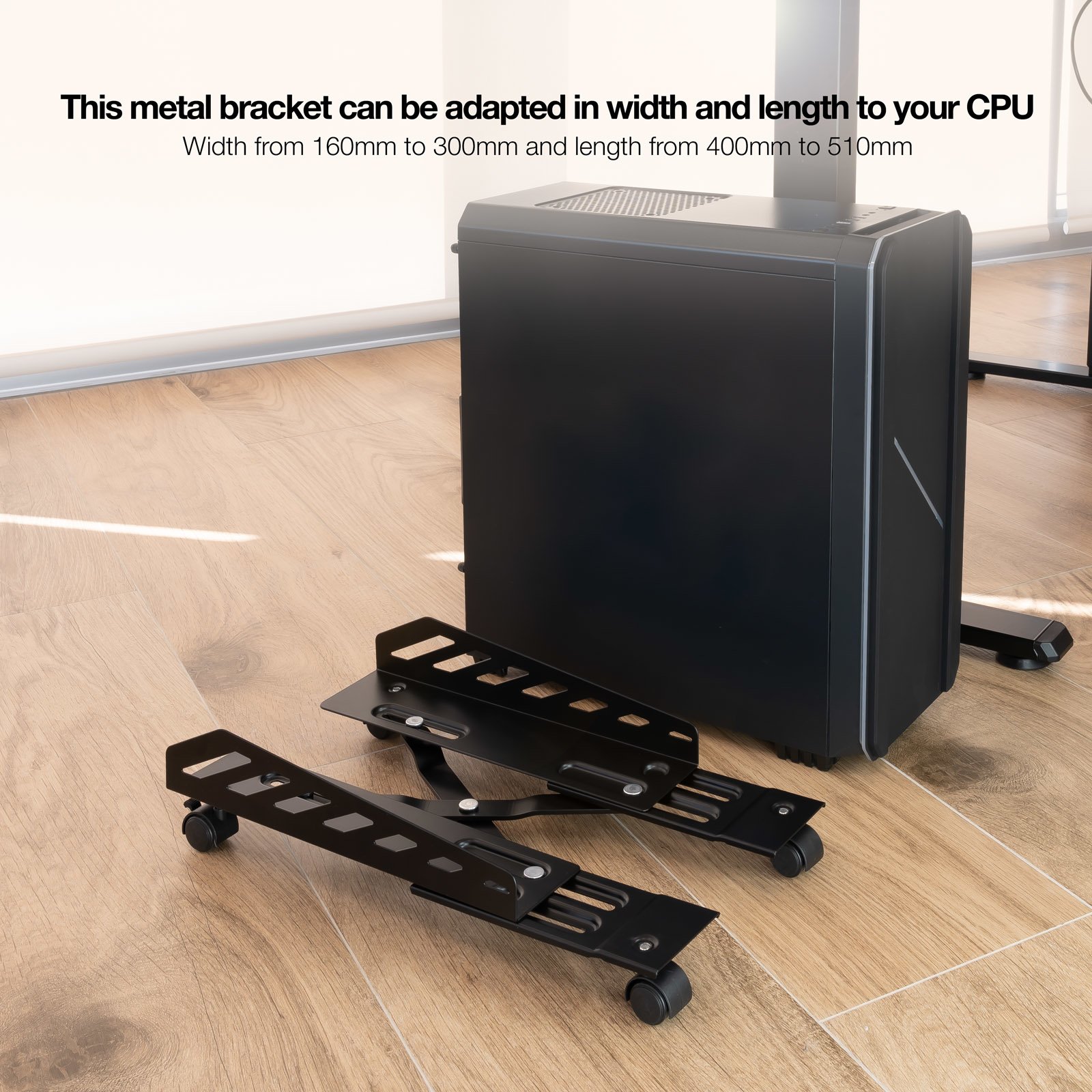 Soporte de CPU de Suelo con Ruedas Metalico UMCS0024-B Max 25K Ajustable 160-300MM Negro 6