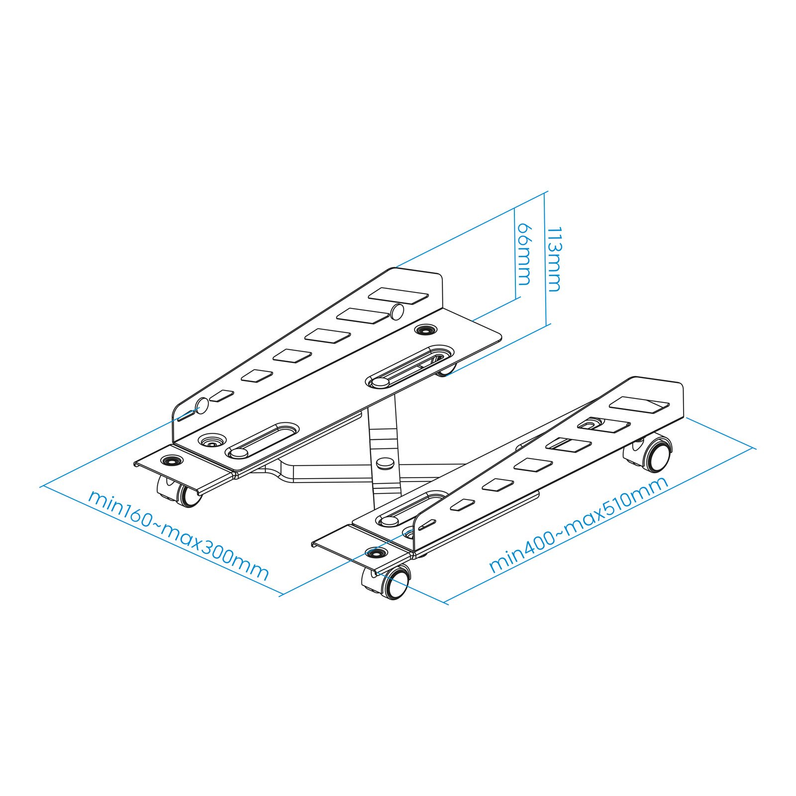 Soporte de CPU de Suelo con Ruedas Metalico UMCS0024-B Max 25K Ajustable 160-300MM Negro 8