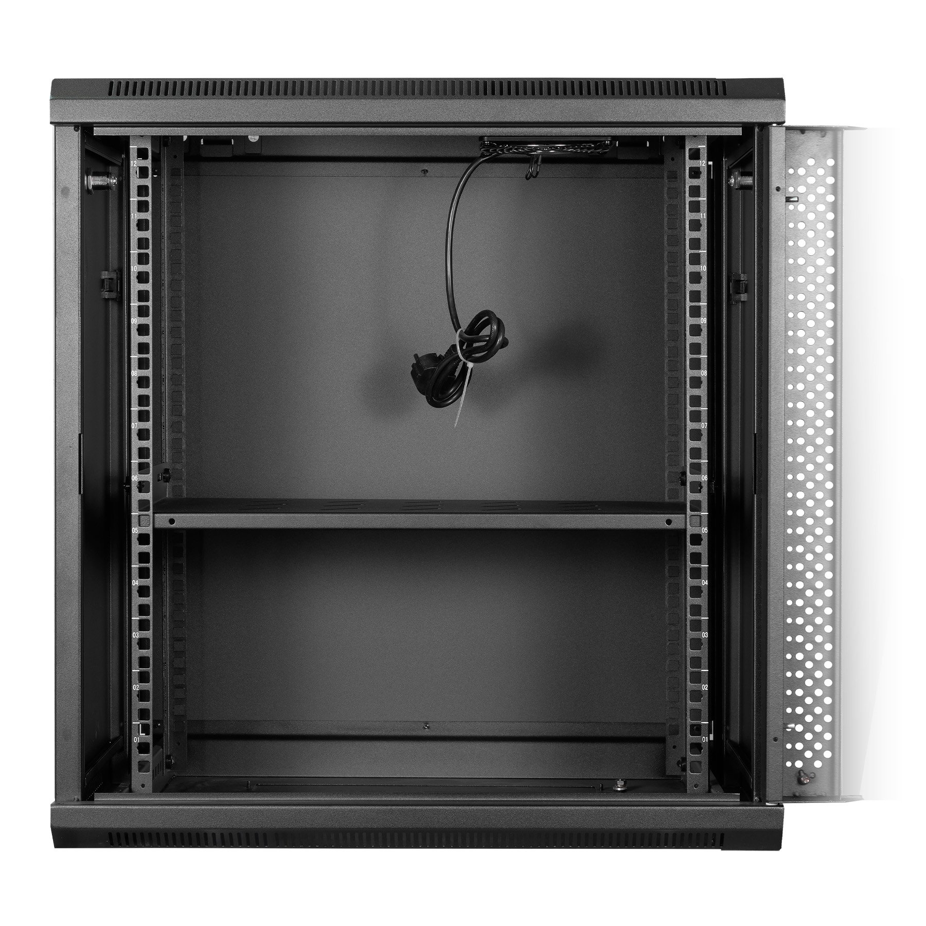 Armario Mural 19" 12U AI6612S 600 X 600 X 650 2L Color Negro Puerta de Cristal Templado con Accesorios AI6612 3