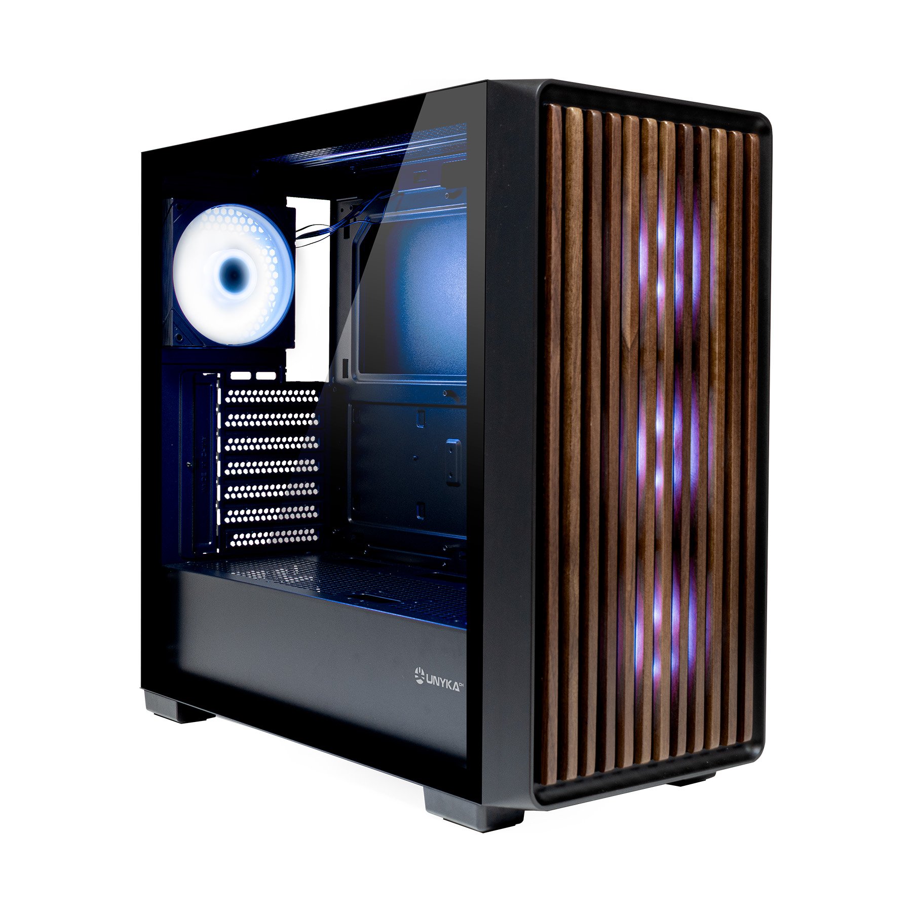 UNYKA Revelat Madeira Black — Caja ATX torre con frontal madera y USB 3.0