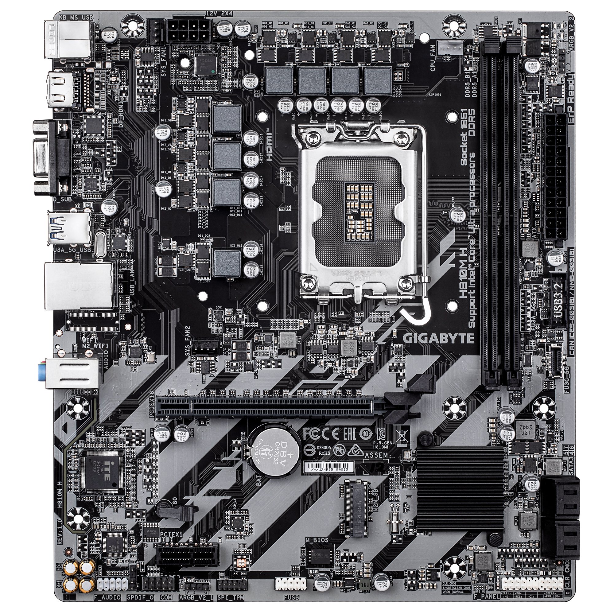 GIGABYTE H810M — Placa base M-ATX con DDR5 6400MHz y conectividad HDMI/VGA 2