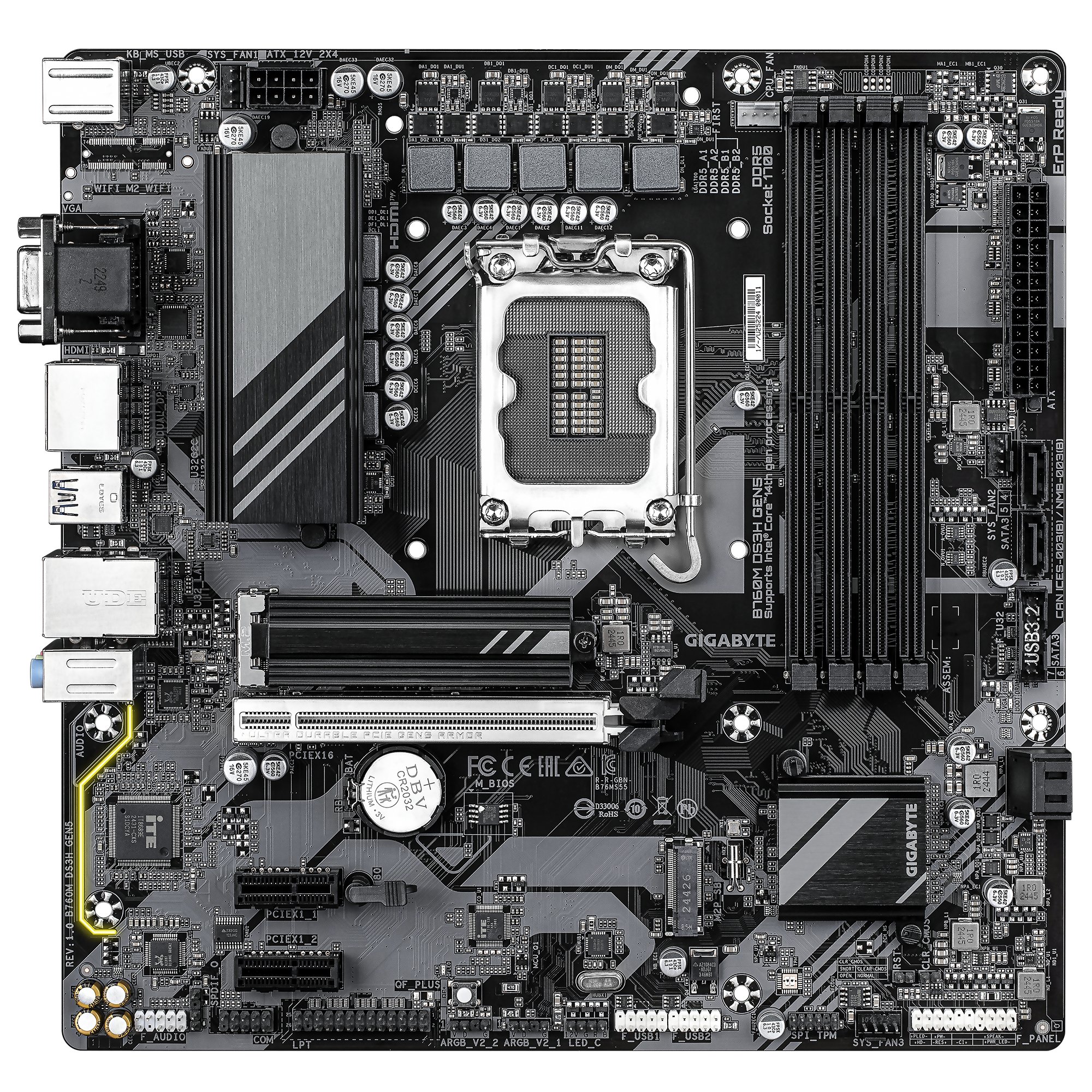 GIGABYTE B760M DS3H GEN5 — Placa M-ATX LGA1700 DDR5 5600MHz 4