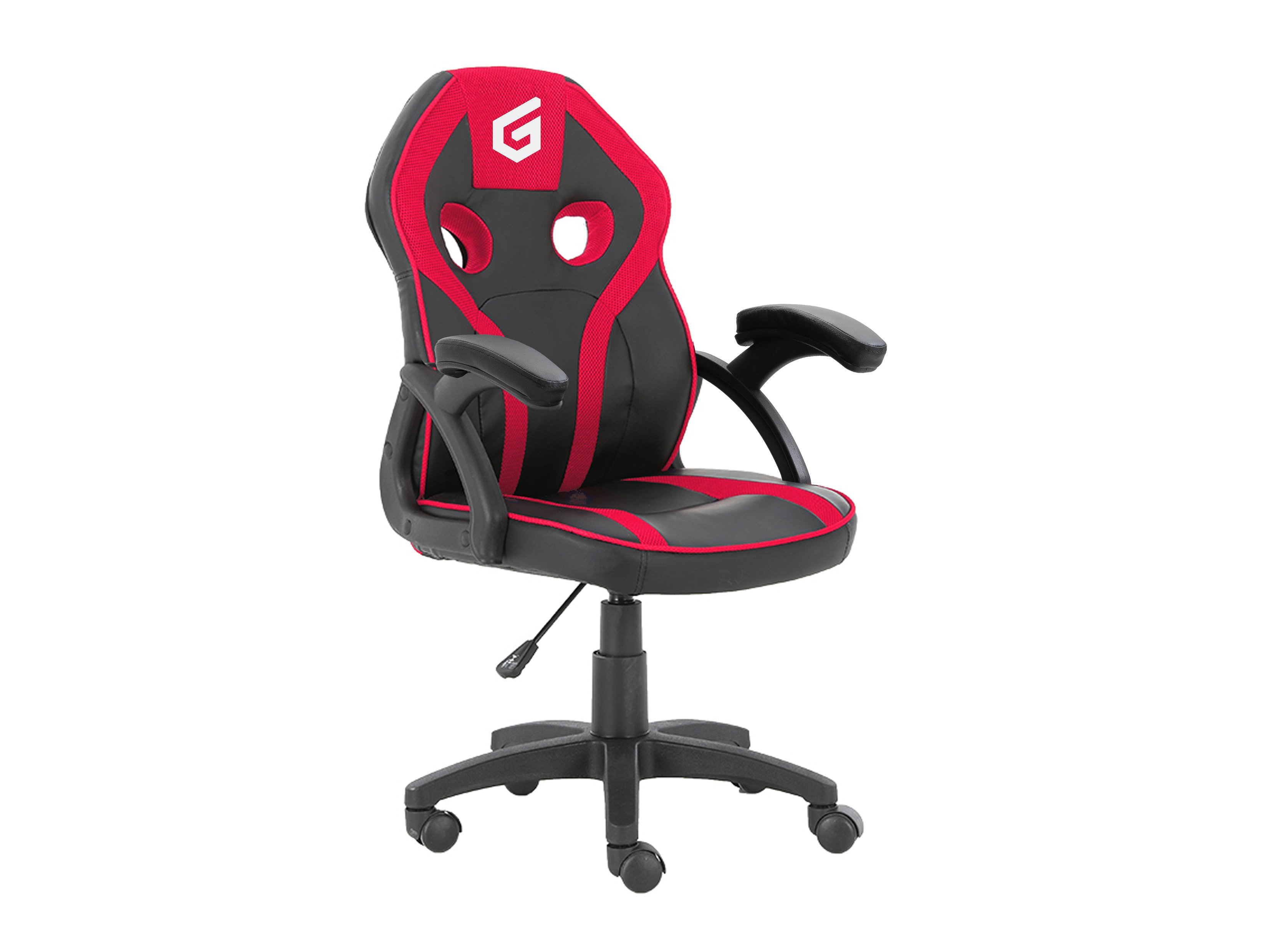 Silla Gamer Junior EYOTA06R Color Negro Detalles en Rojo Recubrimiento PU de Alta Calidaddiseño Ergonomico — vista detalle 2