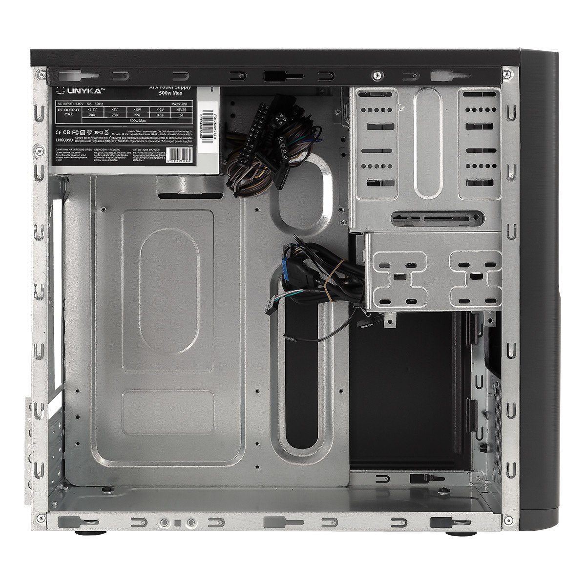 (Km0) Caja Micro ATX Unyka MATX DARK Shadow Caja Negra con 2 Bahías de 5.1/4 con F.A 300W 85% EE CASH30 — vista detalle 2