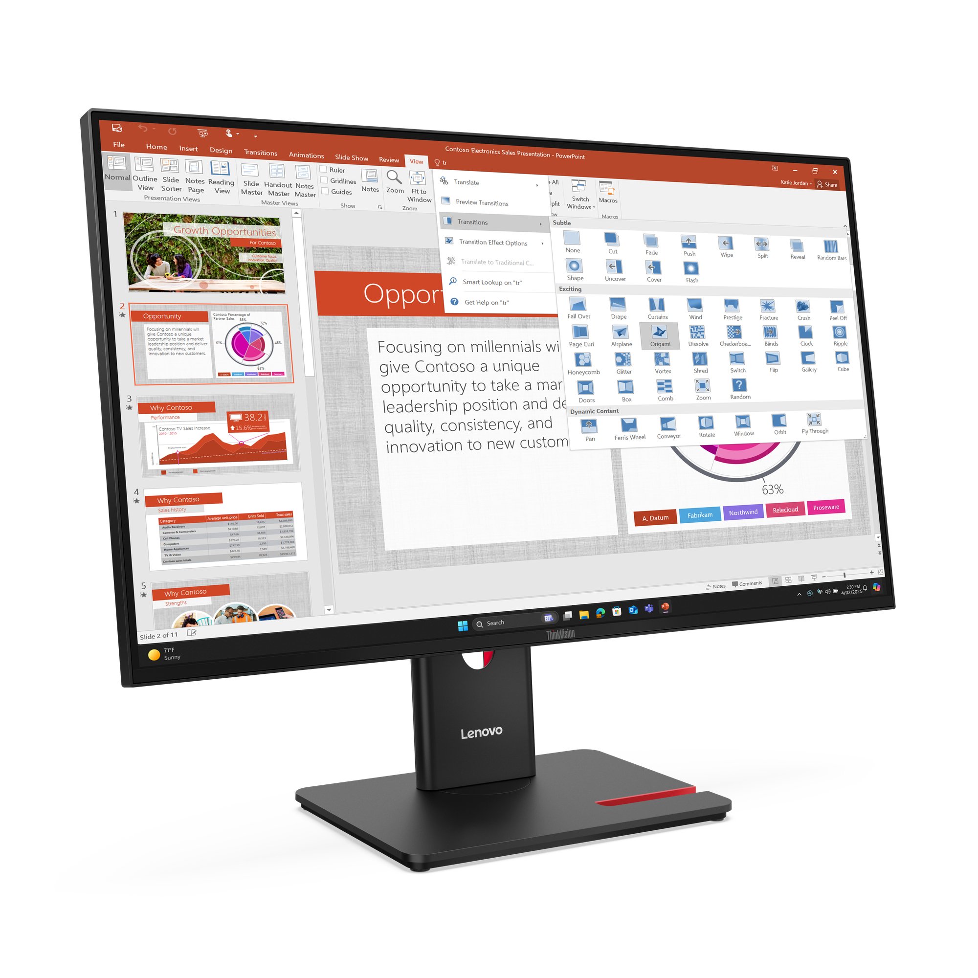 Monitor 27" HDMI Displayport VGA T27-40 FHD HUB USB-A y USB-C Altavoces Regulable Altura y Pivotante — vista detalle 2