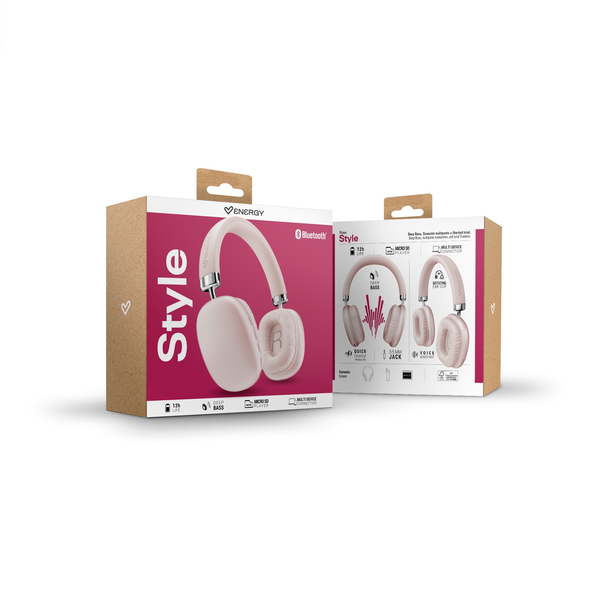 Energy Sistem Style BT — Auricular con micrófono, 12h batería, rosa 5
