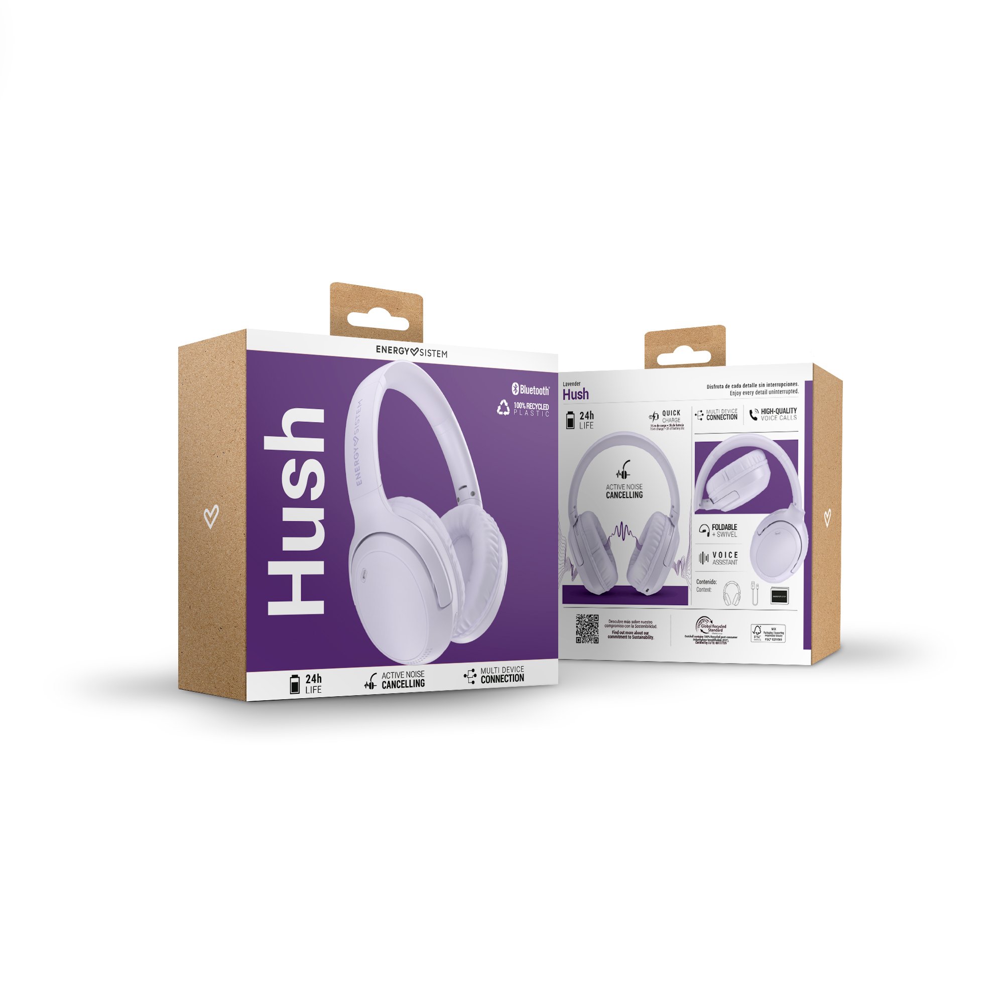 Energy Sistem Hush BT — Auricular ANC con 24h autonomía, color lavanda 5