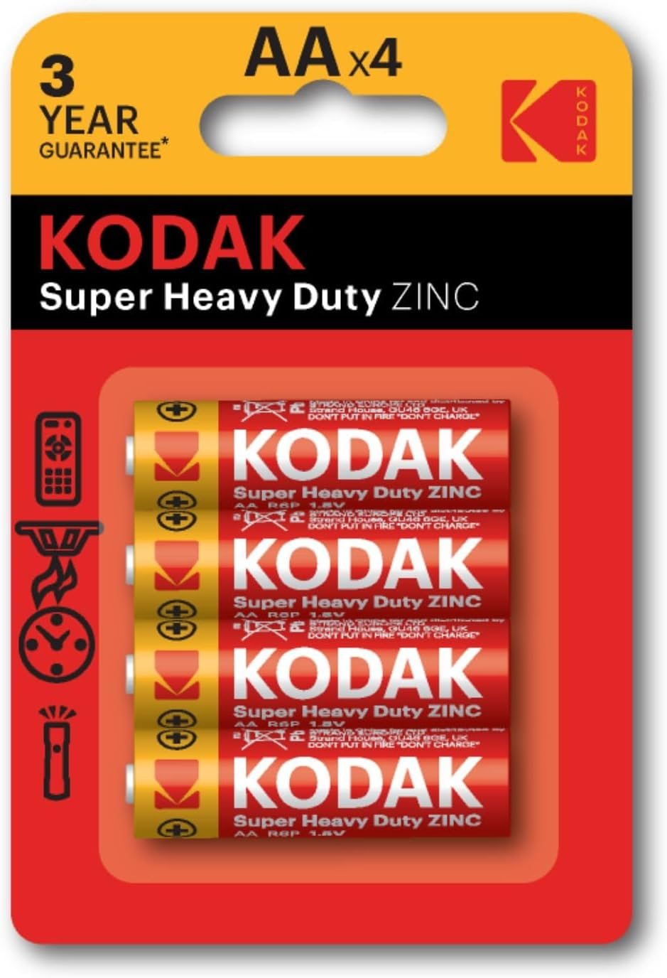 Kodak AA Extra Heavy Duty — Pack 4 pilas 1.5V zinc
