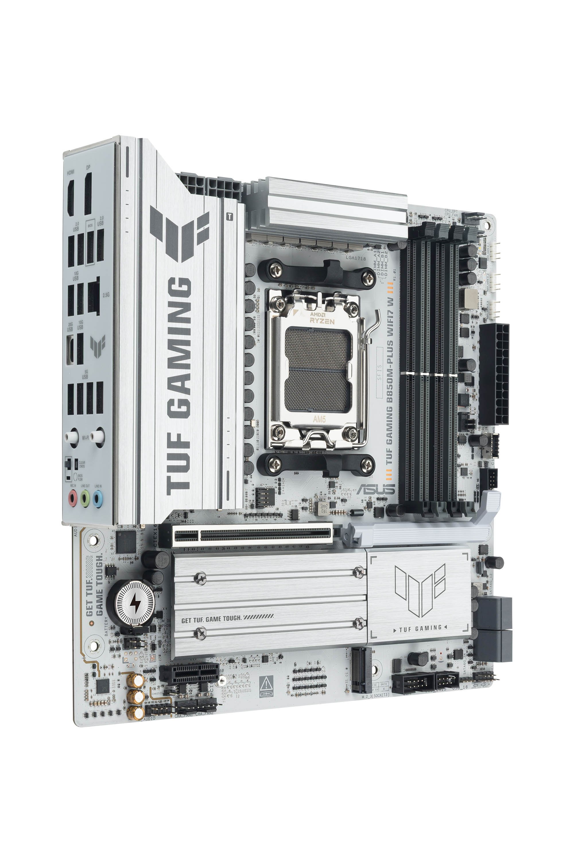 PB TUF Gaming B850M-PLUS WIFI7 W SKT AM5 Microatx 4xDDR5 Displayport HDMI USB 20Gbps Blanco — vista detalle 1