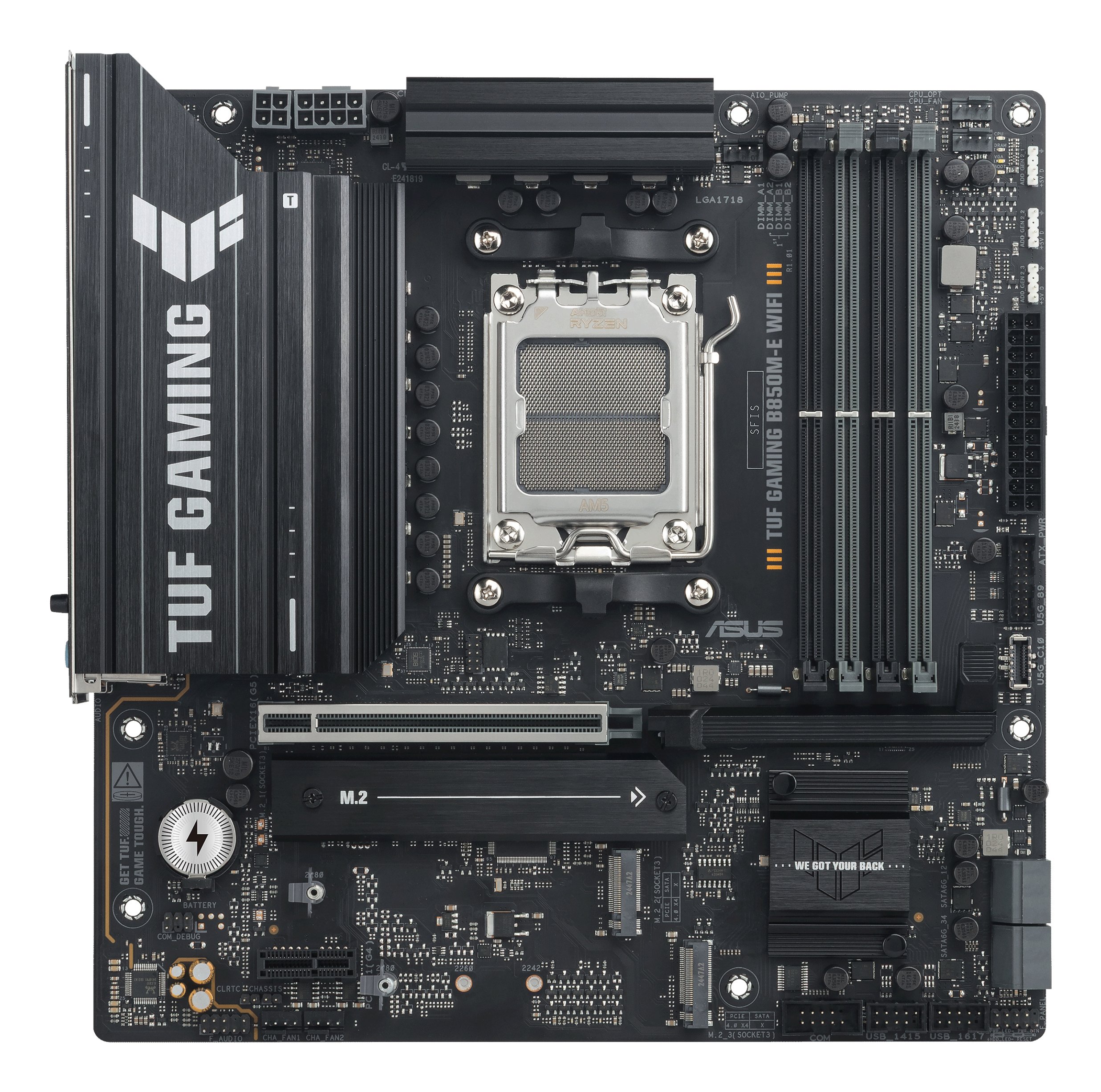 PB TUF Gaming B850M-E WIFI SKT AM5 Microatx 4xDDR5 Displayport HDMI LAN 2.5Gbps USB 3.2 — vista detalle 1