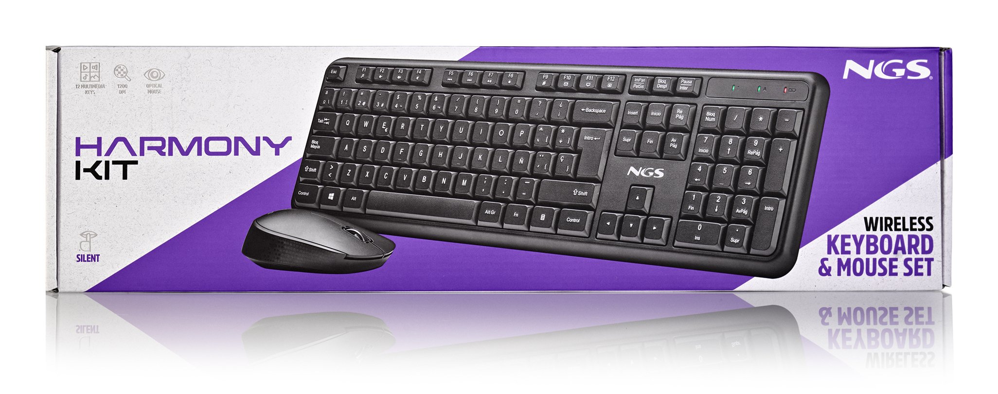 NGS Harmonykit — Teclado y mouse inalámbrico con teclas multimedia 5