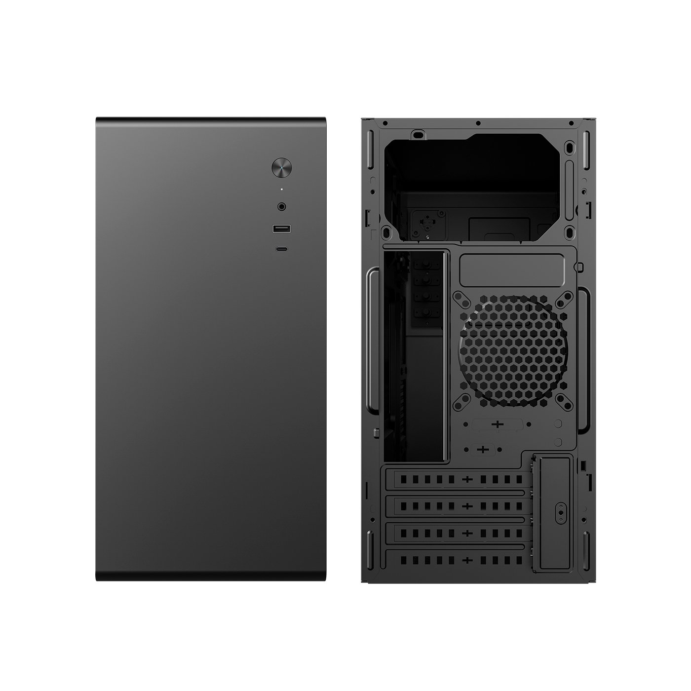 COOLBOX M640C — Caja MicroATX con soporte GPU hasta 300mm — vista detalle 2