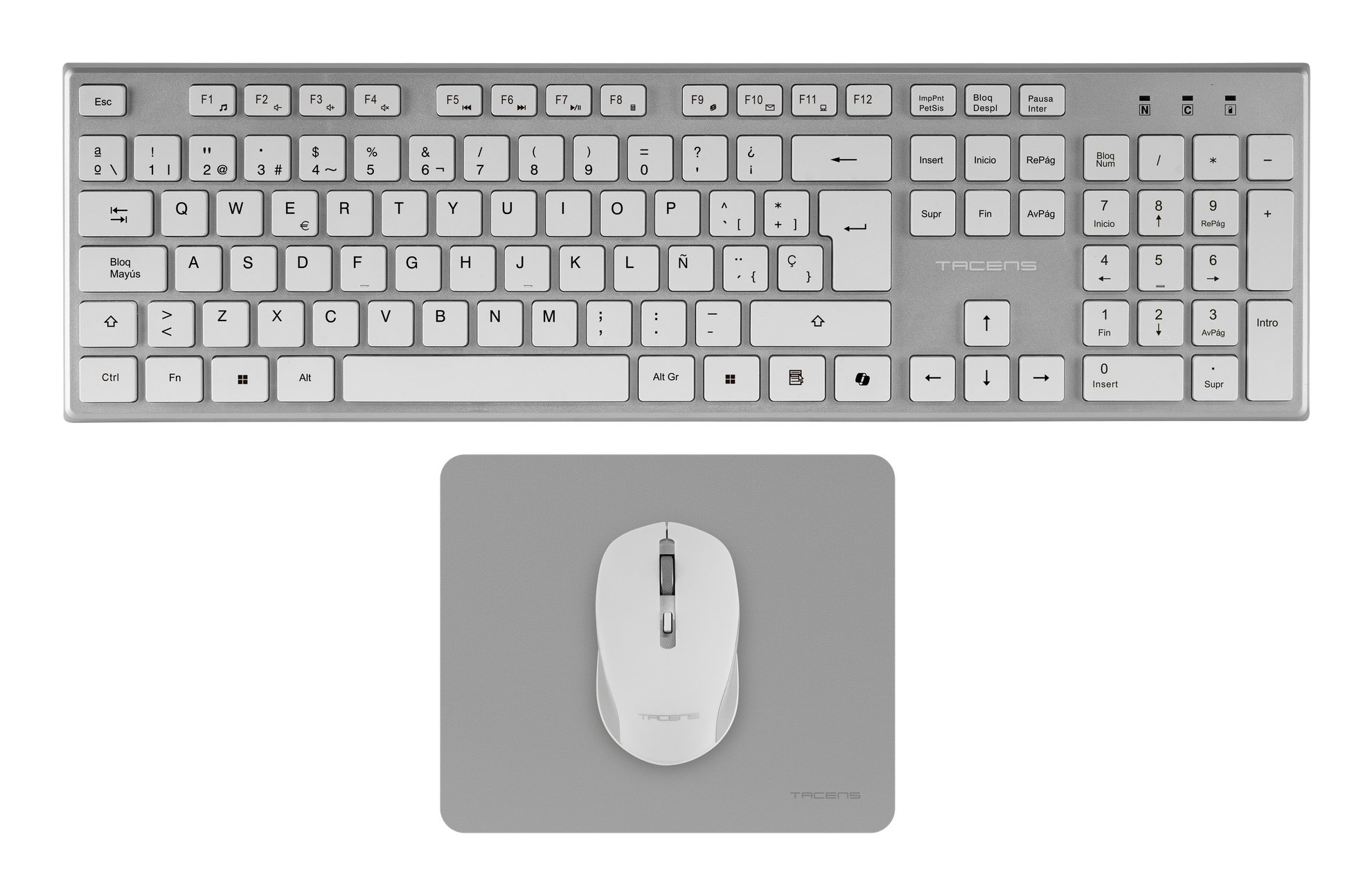 TACENS Zenith Low Profile — Teclado wireless con ratón y alfombrilla, 3200DPI
