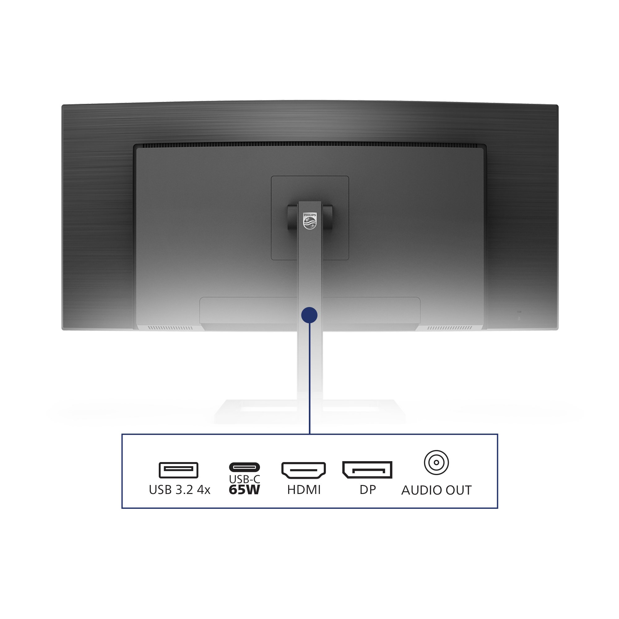 Monitor 34" USB-C DP HDMI 346E2CUAE/00 VA WQHD 3440x1440 100hz 4ms VESA 100x100 2x5W Negro — vista detalle 2