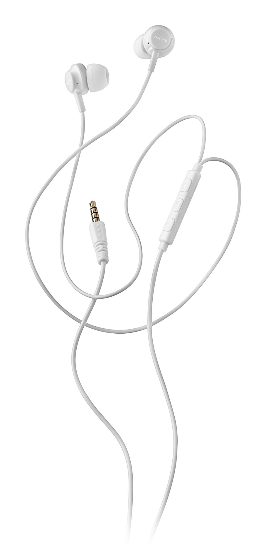 NGS Cross Drift — Auricular intrauditivo blanco con micrófono y cable 120cm — vista detalle 2