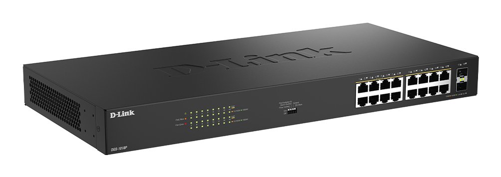 Switch no Gestionable DGS-1018P/E 16P GIGA POE+(240W)+2P SFP — vista detalle 1