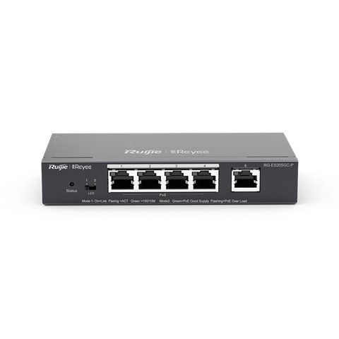 Ruijie RG-ES205GC-P — Switch L2 5 puertos Gigabit con 4 PoE 54W