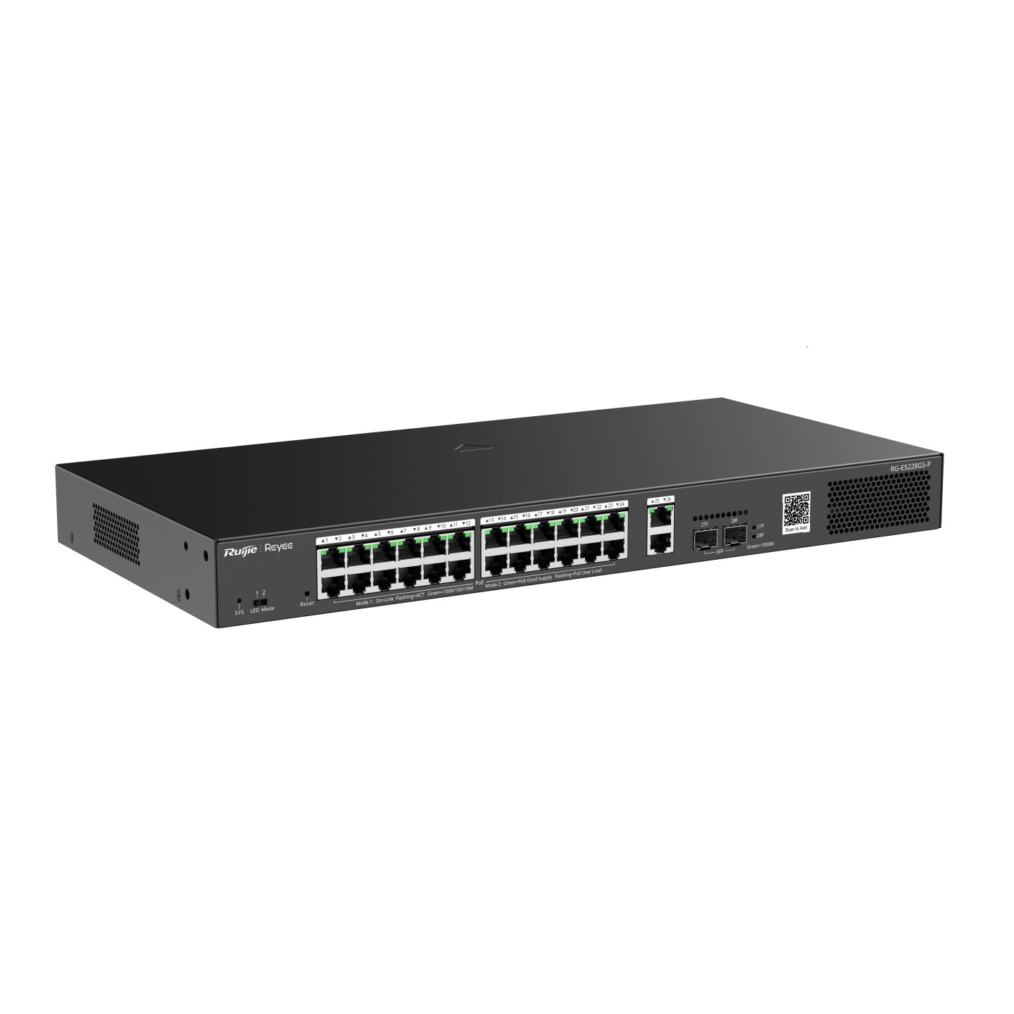 Switch Gestionable L2 RG-ES228GS-P 28P 26xRJ45 Gb 2xSFP GE 24xPOE 370W Gestion en la NUBE — vista detalle 1