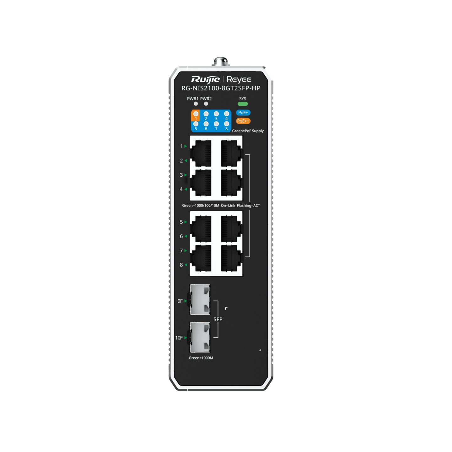 Switch Gestionable L2 RG-NIS2100-8GT2SFP-HP 8xRJ45 Gb 2xSFP GE 8xPoE 300W Gestion NUBE — vista detalle 1