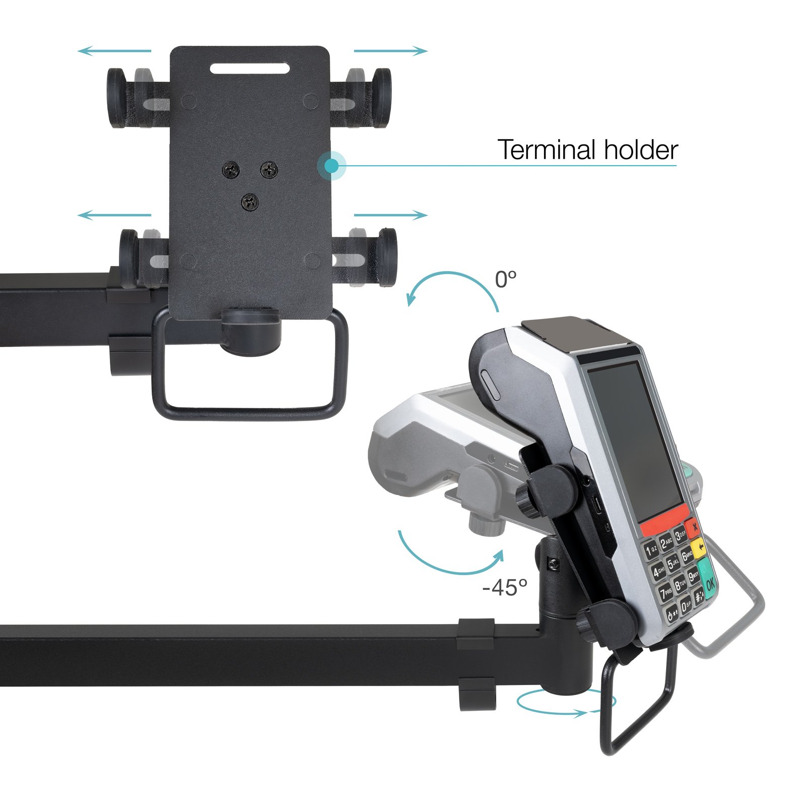 Soporte de Mesa TQPM000 TPV Impresora 2 Pantallas 17-32" Terminal Lector Bandeja Teclado Negro — vista detalle 2