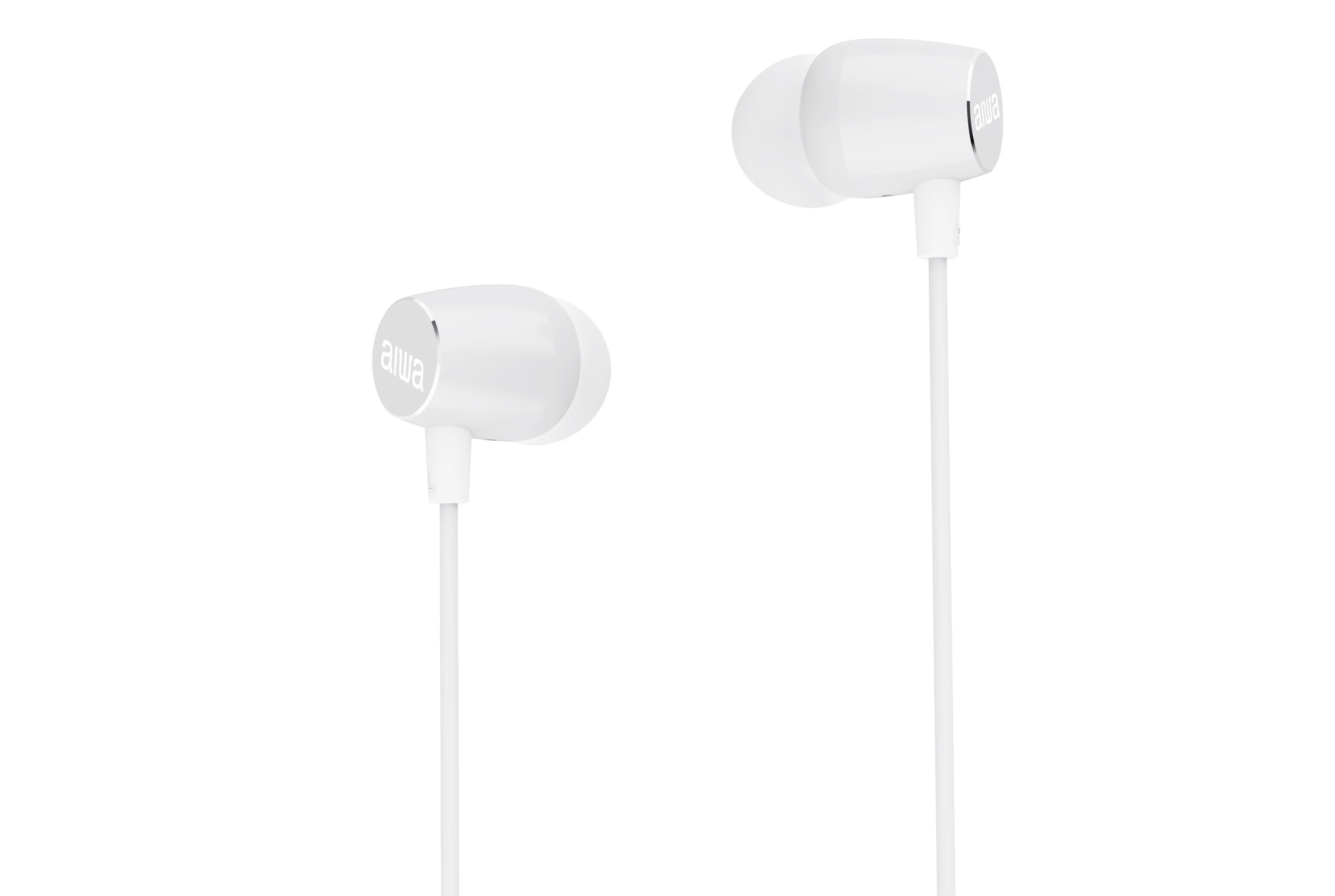 Auricular Intrauditivo ESTM-20WH Altavoz Neodimio 10mm Cable sin Enredos Microfono Aluminio Blanco 2