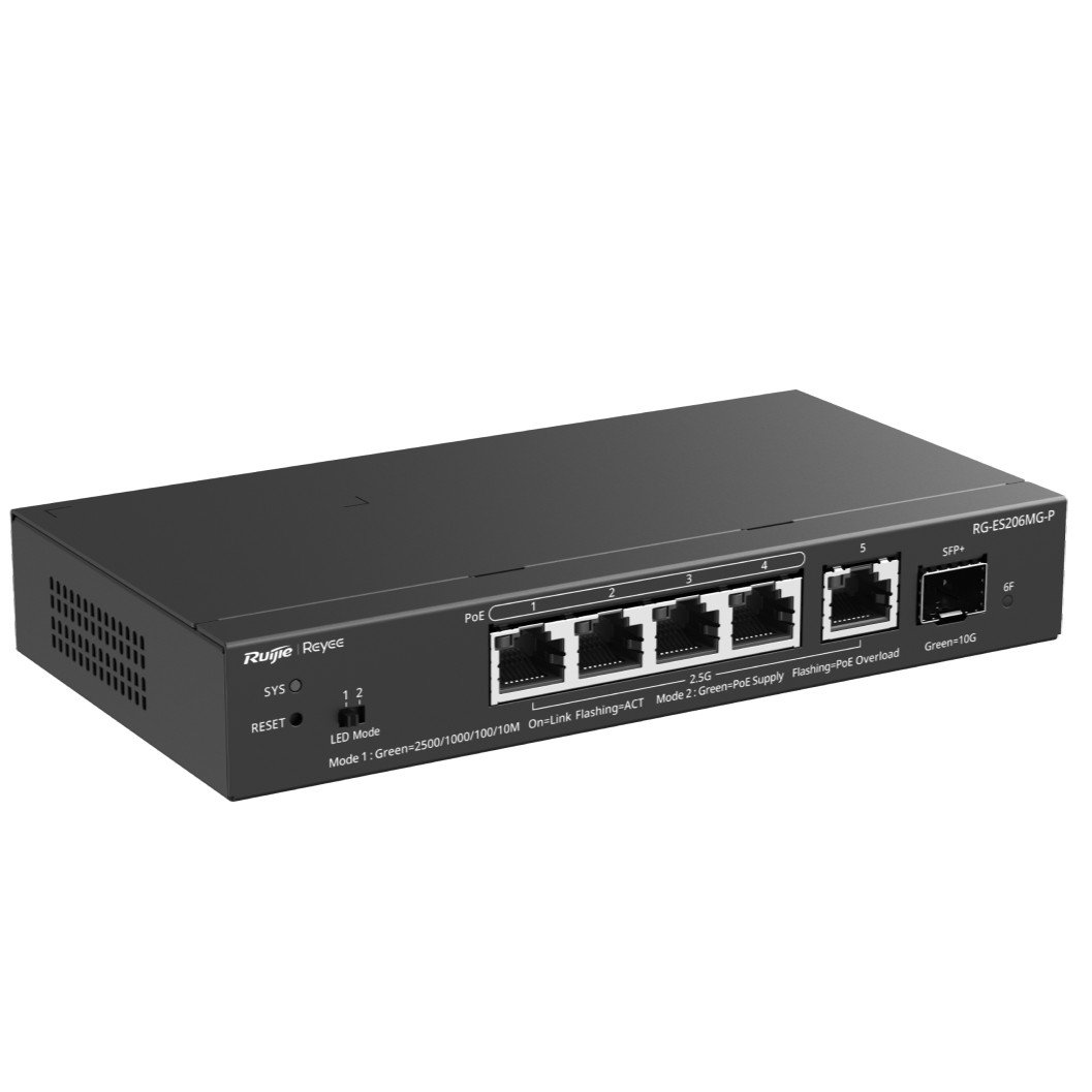 Switch Gestionable L2 RG-ES206MG-P 6P 5xRJ45 2.5Gb 1xSFP 10GE 4xPOE 70W Gestion en la NUBE — vista detalle 2