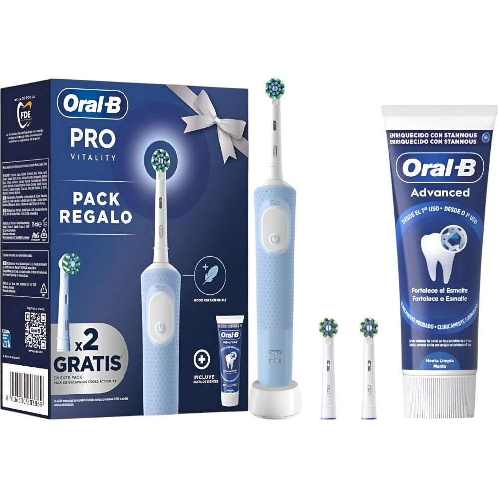 Cepillo Dental Electrico ORAL-B Vitality Pro 2 Cabezales y Dentrifico Color Azul 6