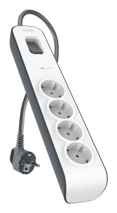Belkin BSV400VF2 — Regleta 4 tomas con protección sobretensión, cable 2m