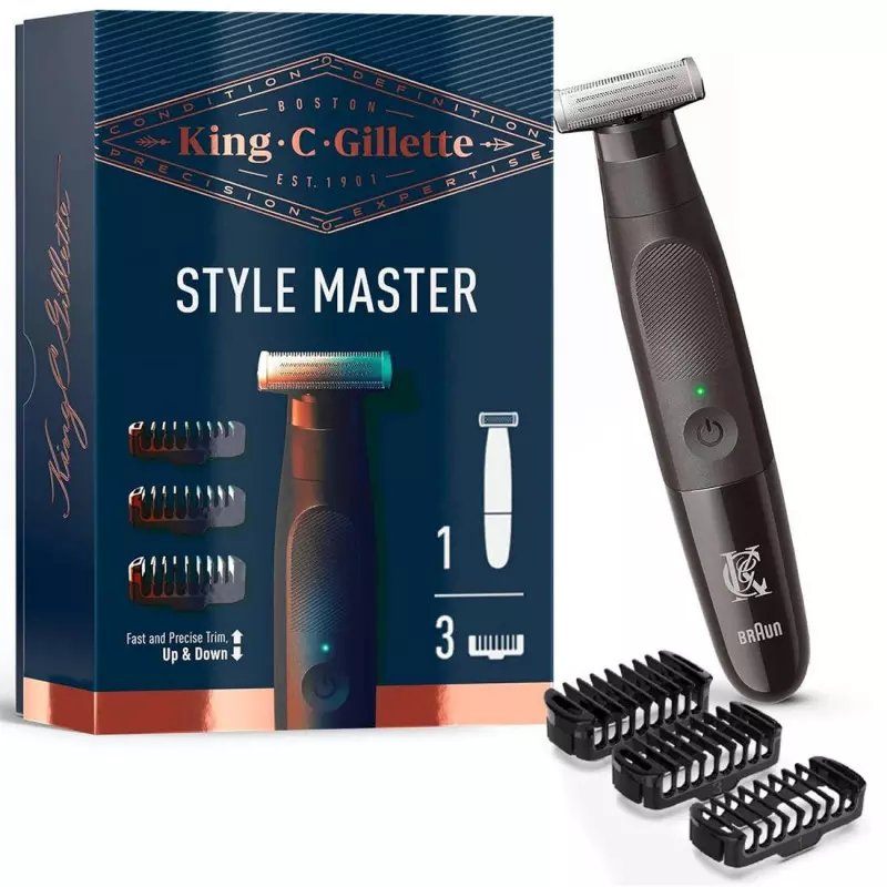 Afeitadora KING C Gillette Style Master 3 Peines Recargable Cabezal Inclinable 2
