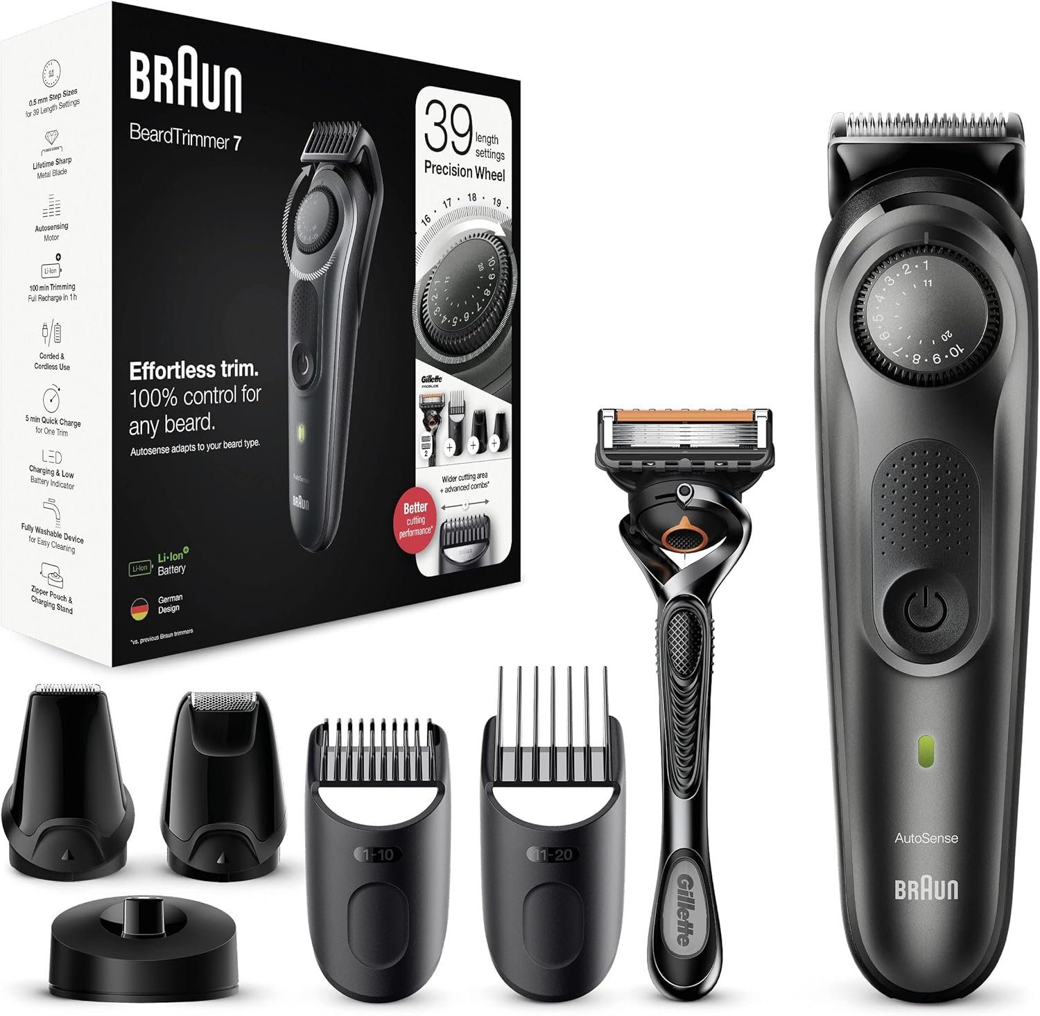 Cortapelo BT7340 4 Cabezales Regulable 0.5-10mm Recargable para Cabello y Barba + Gillette Proglide — vista detalle 1