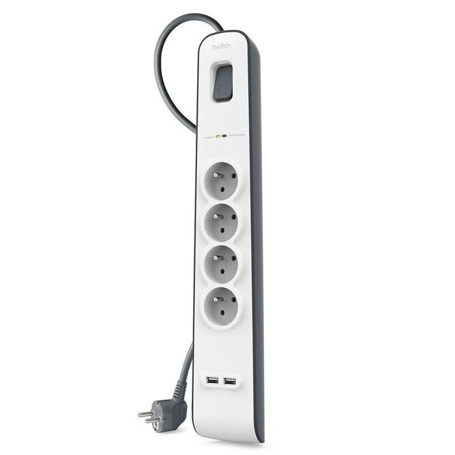 Belkin BSV401VF2 — Regleta 4 tomas + 2 USB con protección sobretensión 2