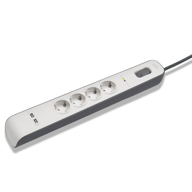 Belkin BSV401VF2 — Regleta 4 tomas + 2 USB con protección sobretensión 4