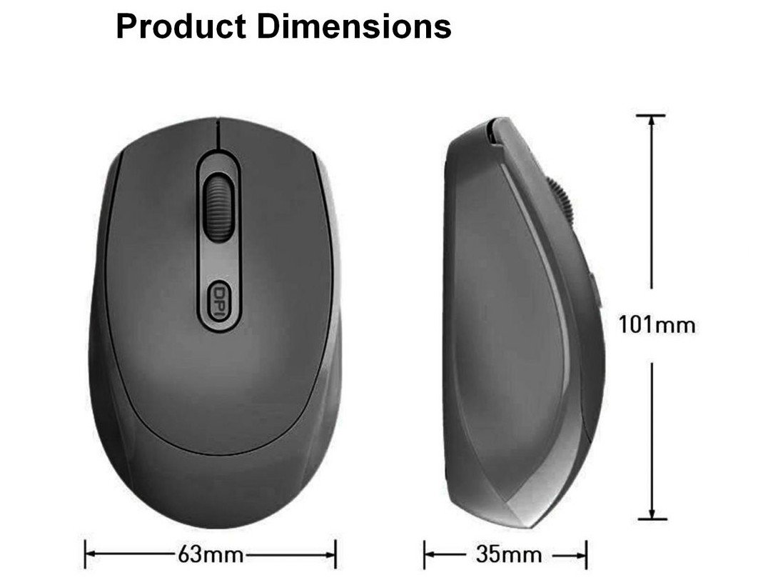 Mouse Wireless 245122 1600dpi 4 Botones Color Negro — vista detalle 1