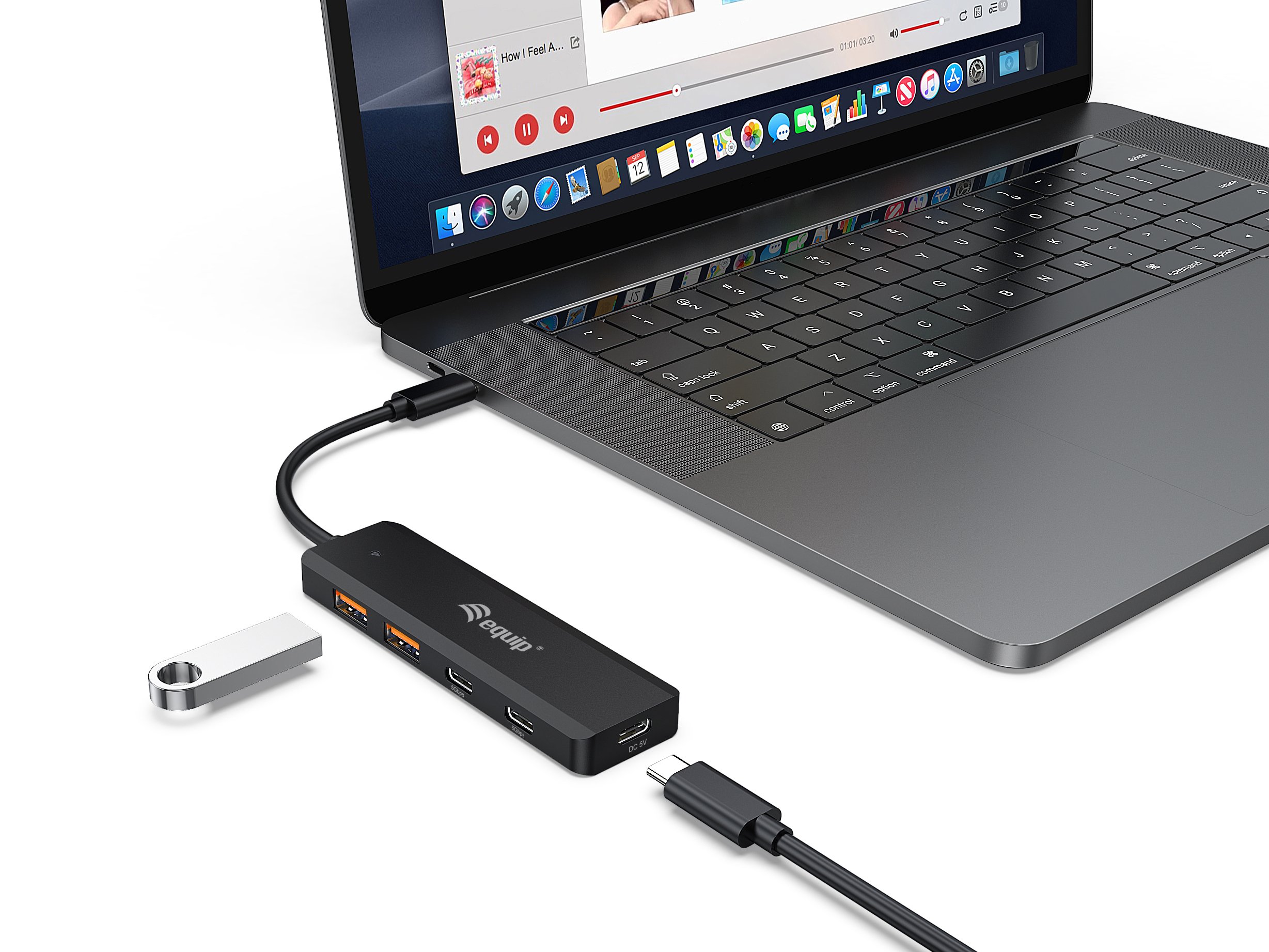 EQUIP 128966 — Hub USB-C con 2 puertos USB-C, compatible Thunderbolt 3/4 4