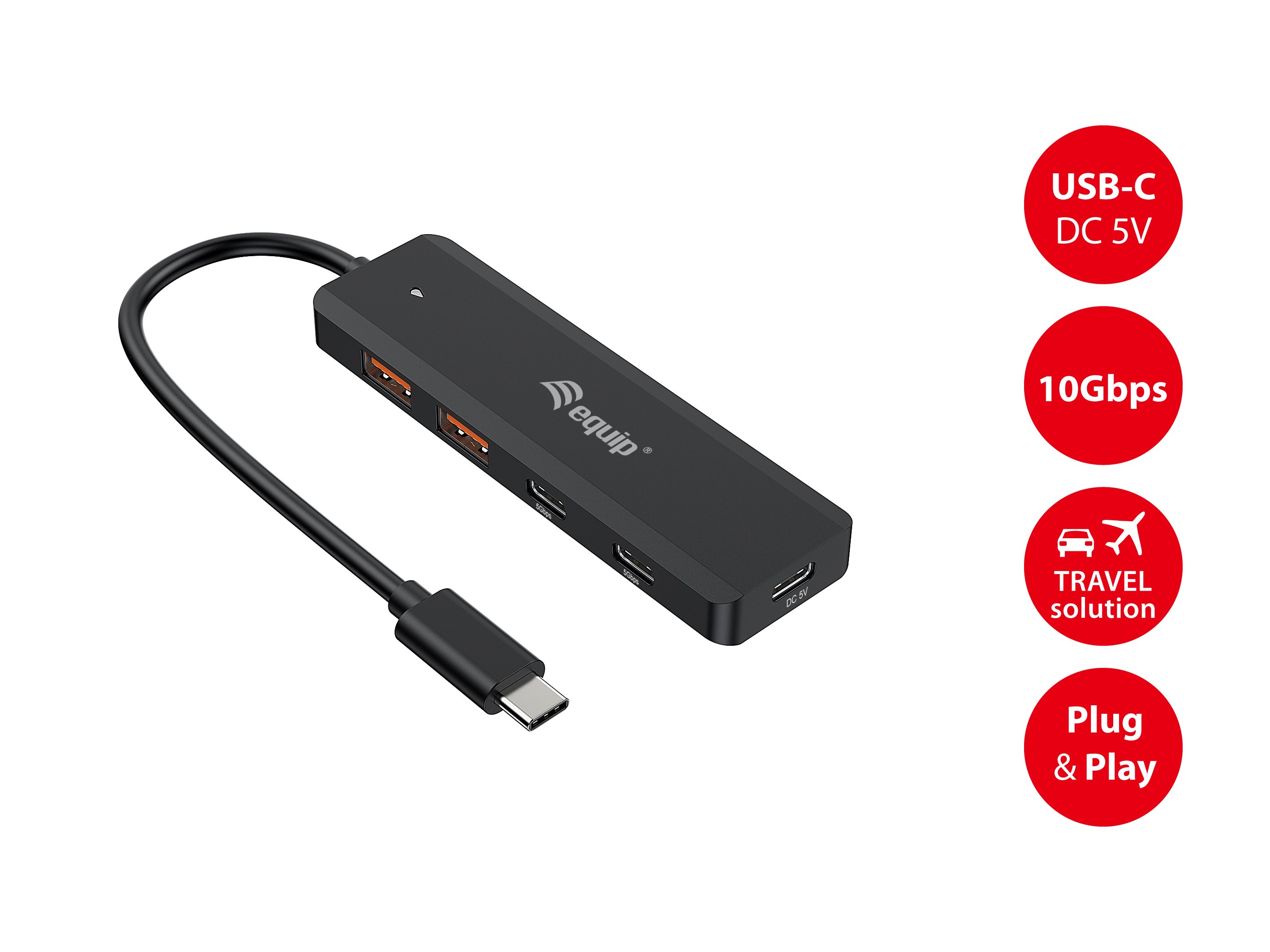EQUIP 128966 — Hub USB-C con 2 puertos USB-C, compatible Thunderbolt 3/4 6