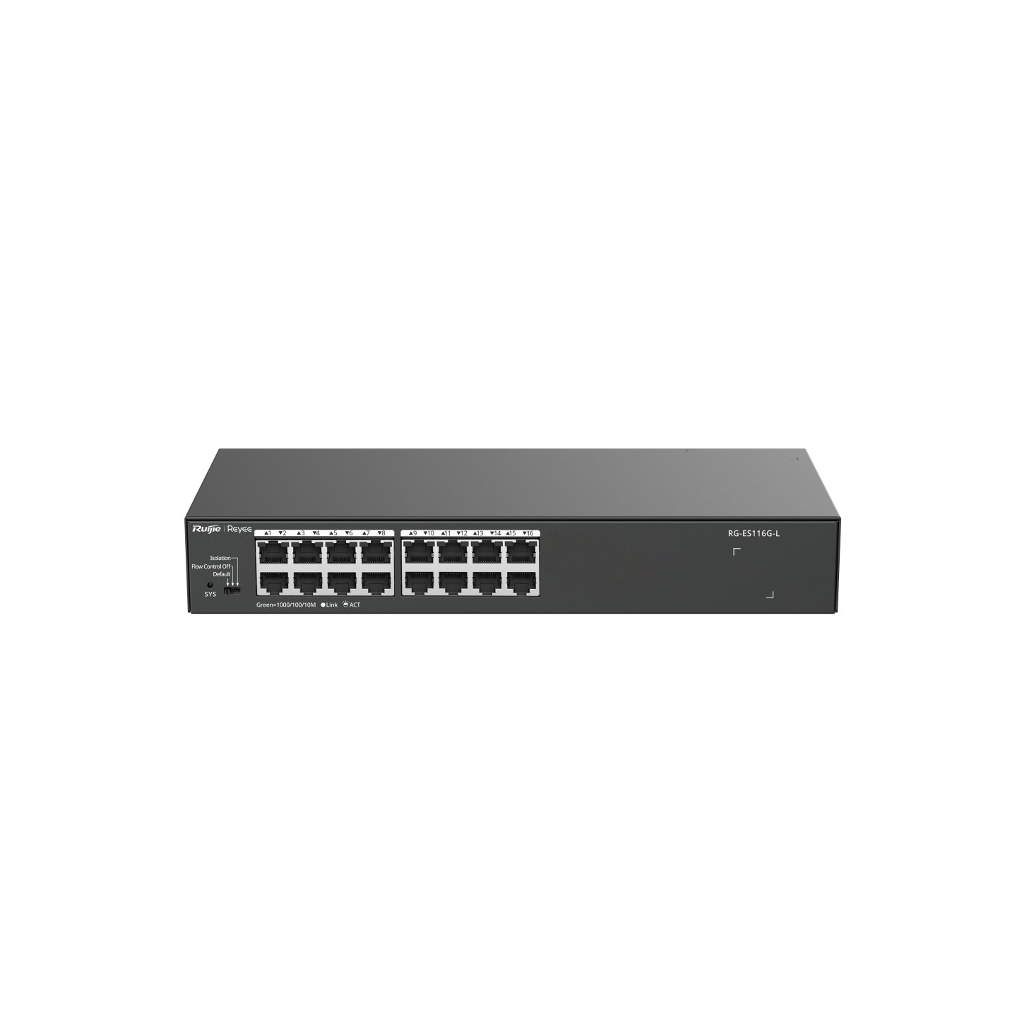 Switch no Gestionable RG-ES116G-L 16xRJ45 10/100/1000MBPS Metalico Sobremesa / RACK — vista detalle 1