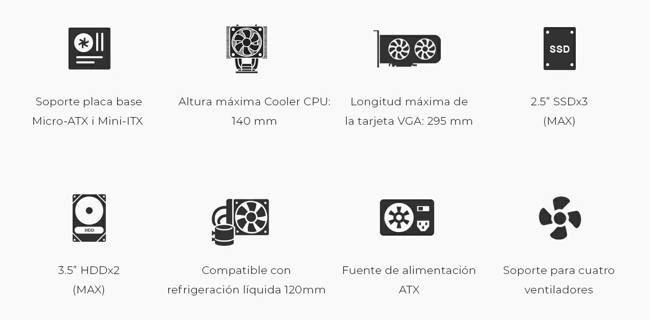 COOLBOX M680 — Caja Micro ATX con GPU hasta 295mm — vista detalle 2