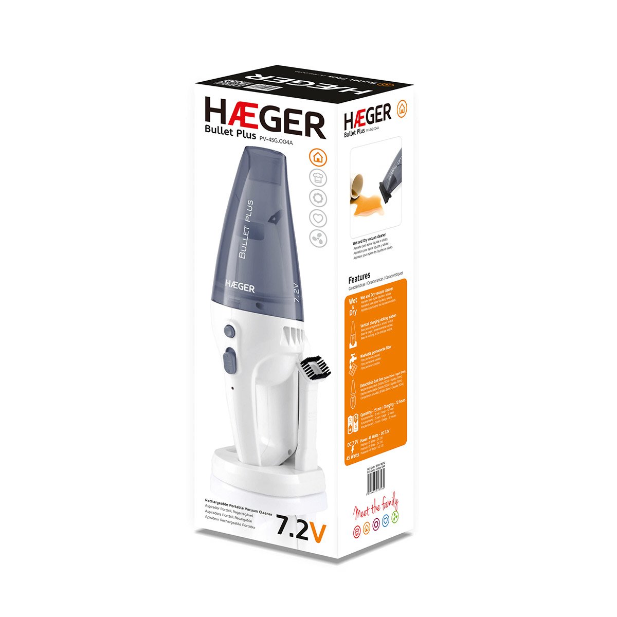 Aspirador de MANO Bullet PLUS 40W Recargable para Solidos y Liquidos BASE de Carga Blanco 2