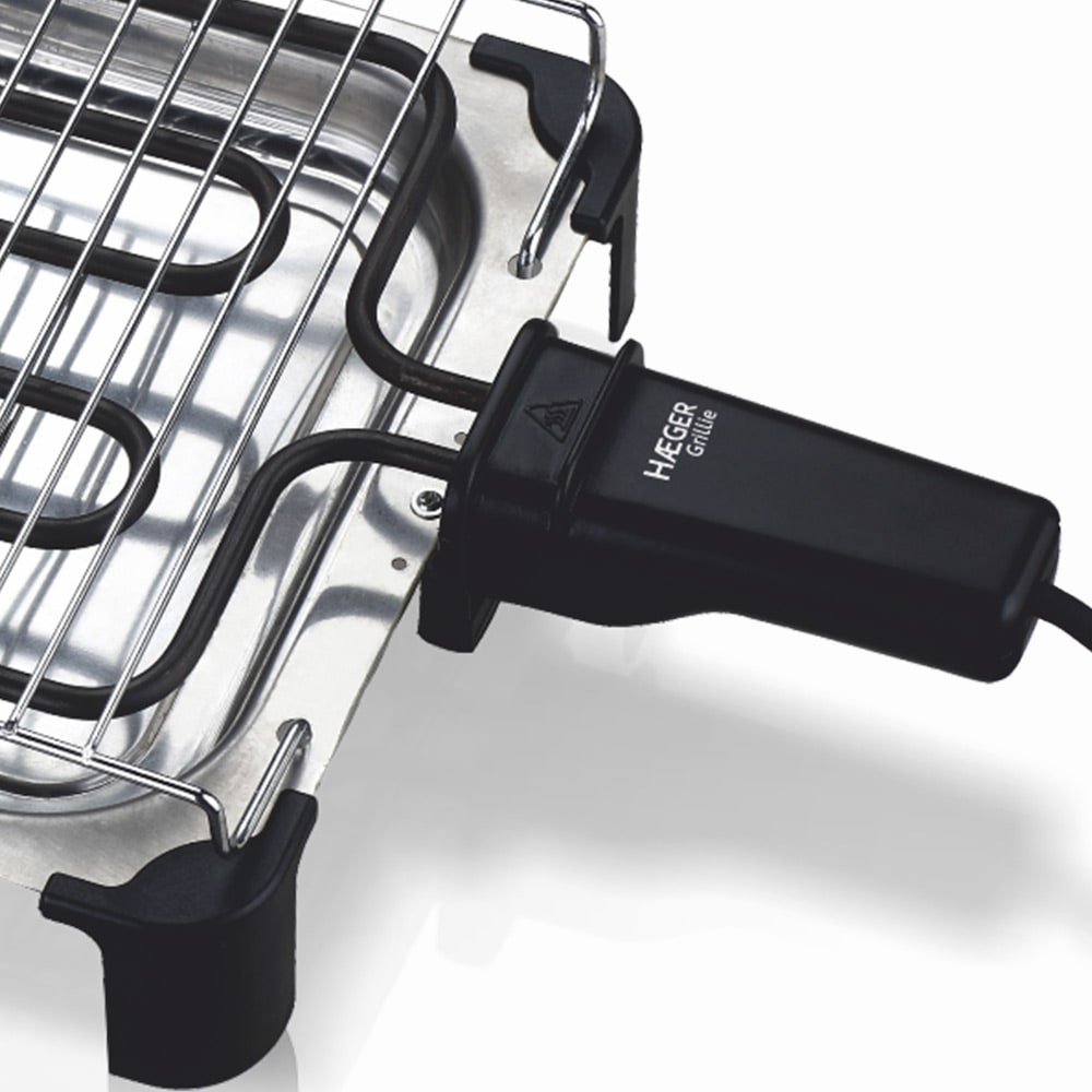 Parrilla Electrica Grillie 2000W Bandeja y Parrilla de Acero Inoxidable Resistencia 3 AROS 3