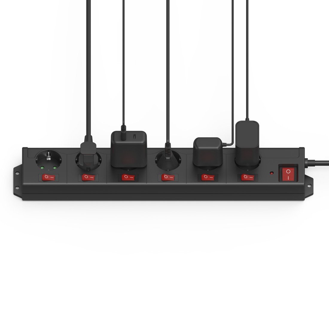 Regleta Alimentacion con 6 Tomas Interruptor Individual y Comun 1.4m Color Negro — vista detalle 1