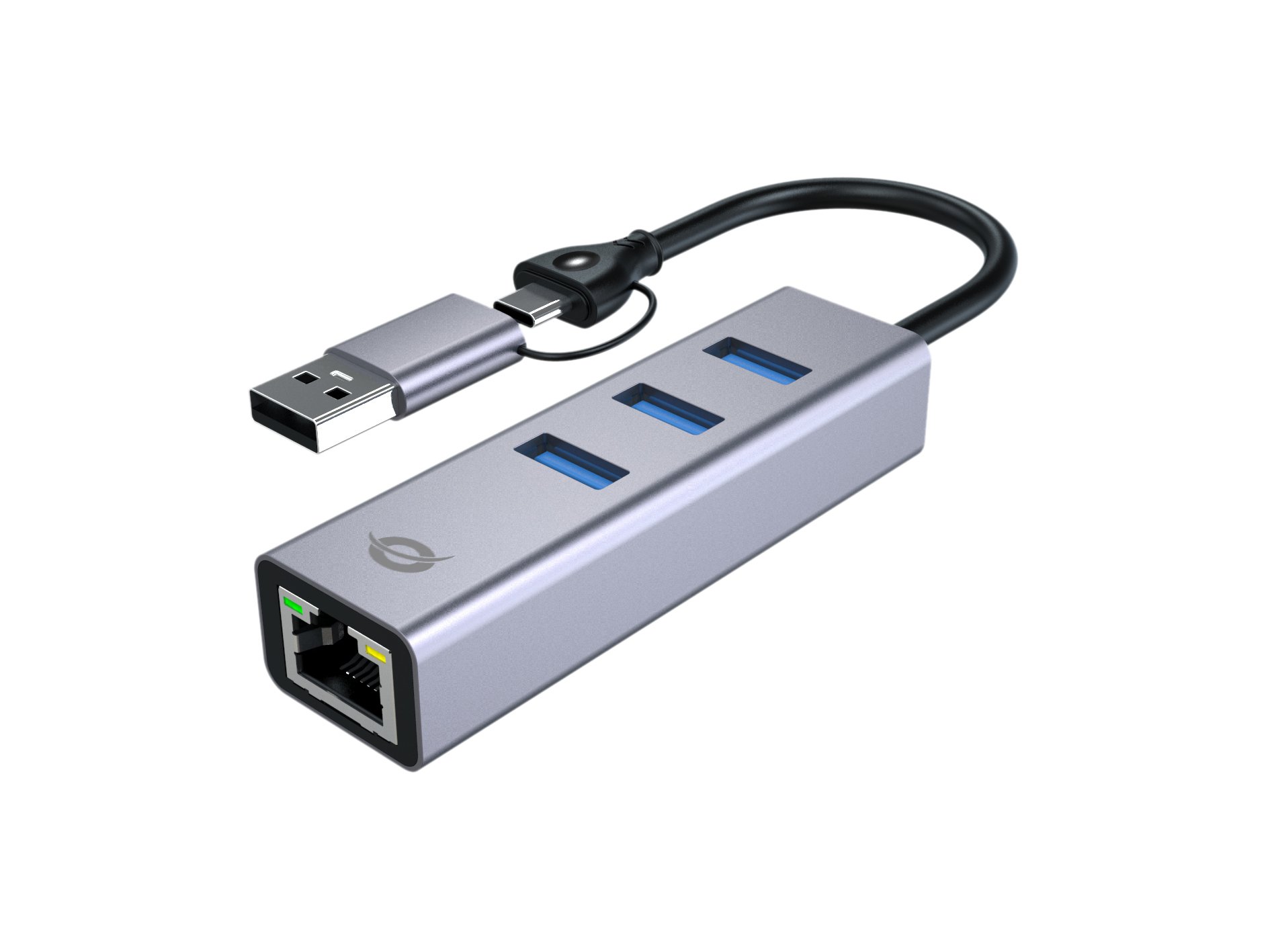 CONCEPTRONIC ABBY25F — Adaptador USB-C/A a Ethernet con Hub USB 3.2