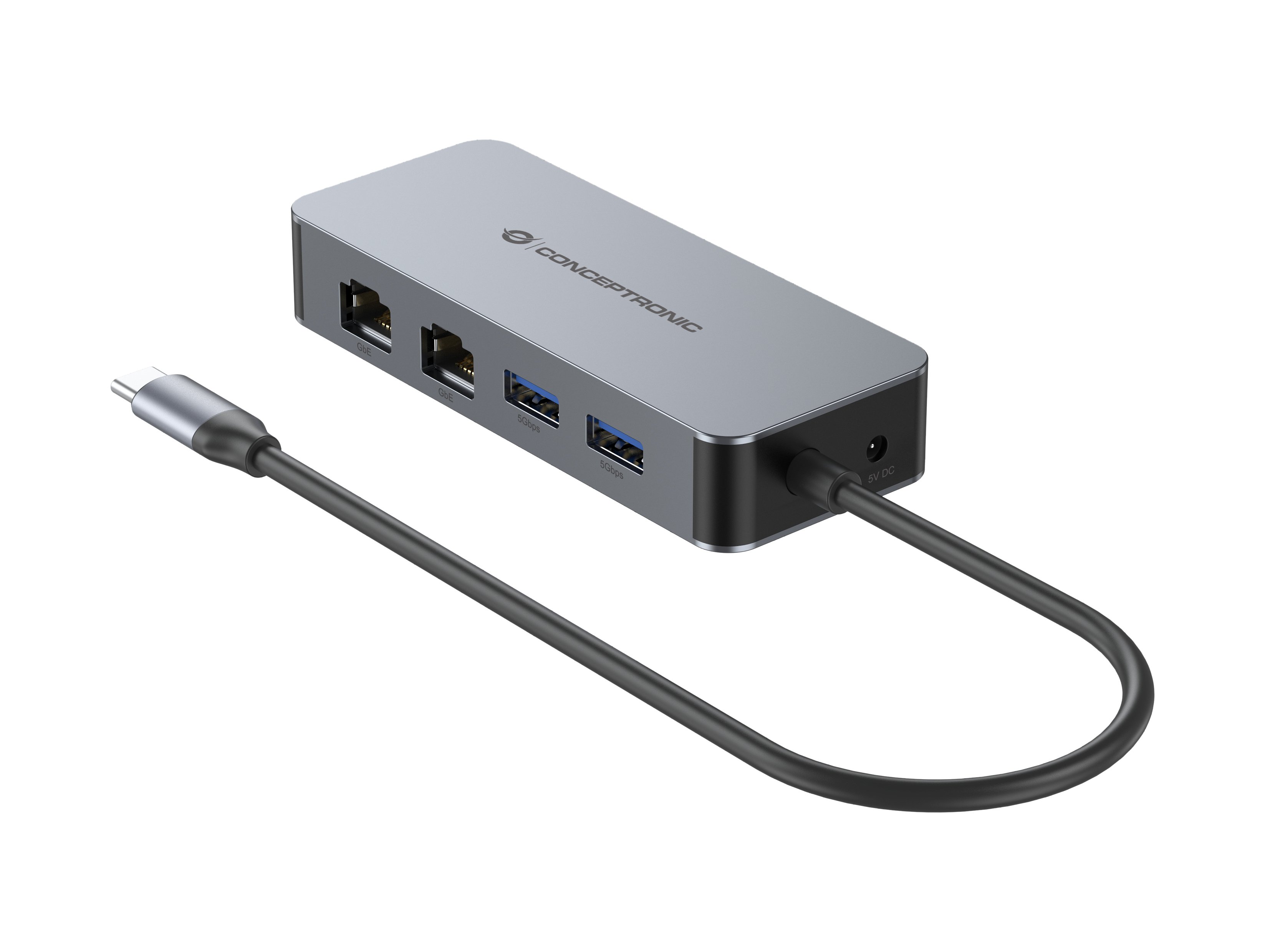 Adaptador USB-C a Ethernet RJ45 ABBY24G 2 Puertos Gigabit con HUB USB 3.2 X2 Puertos — vista detalle 1