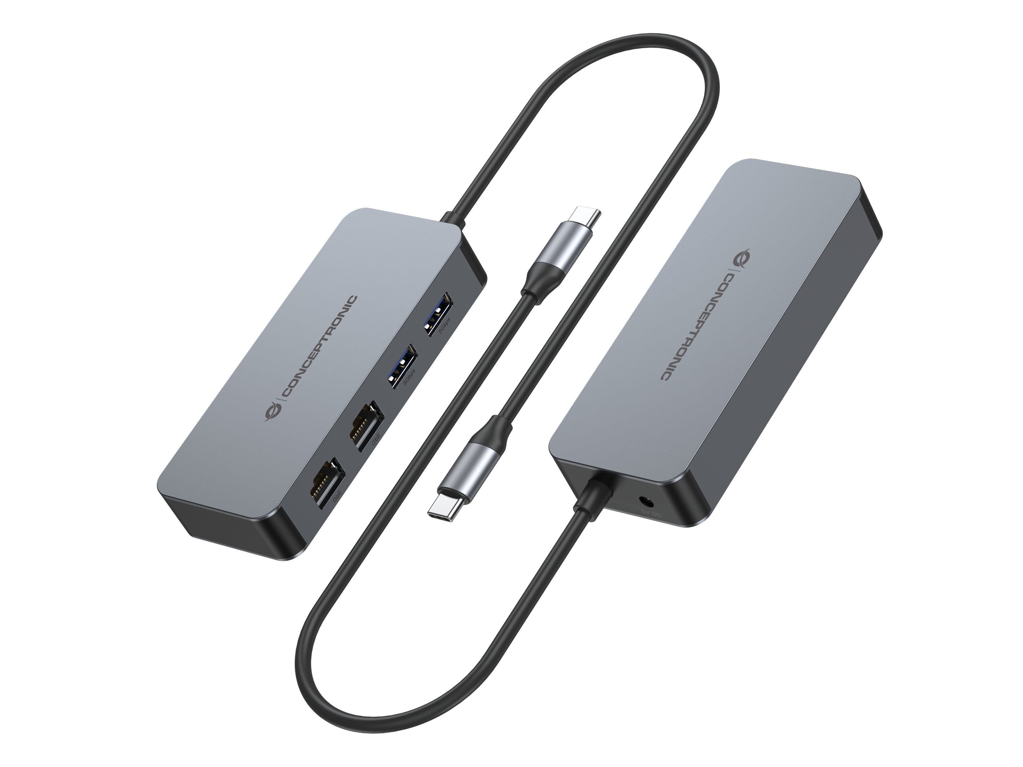 Adaptador USB-C a Ethernet RJ45 ABBY24G 2 Puertos Gigabit con HUB USB 3.2 X2 Puertos — vista detalle 2
