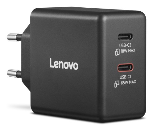 Lenovo Cargador USB-C 65W — Dual puerto, portátil — vista detalle 2
