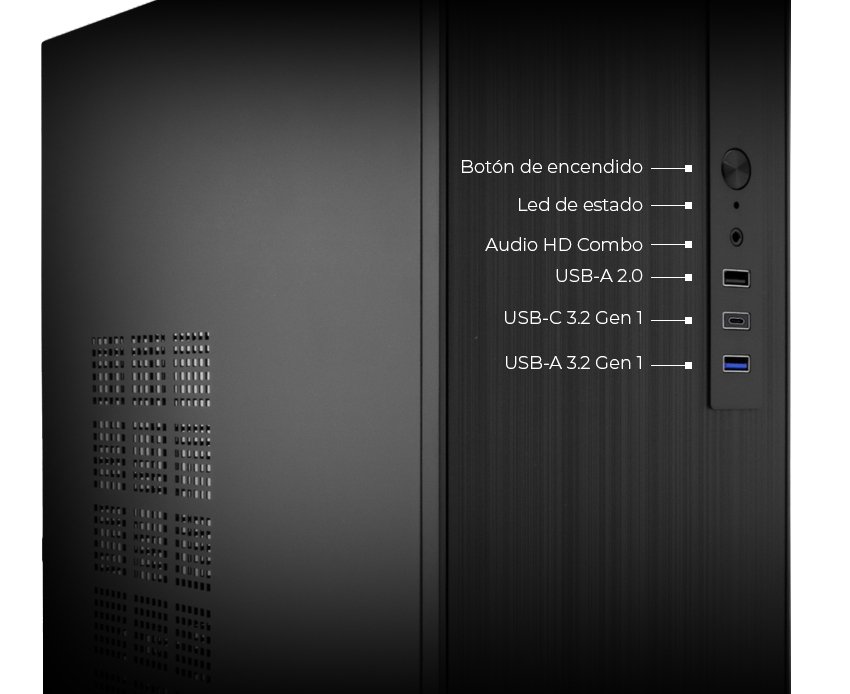 COOLBOX M460 — Caja Micro ATX con USB-C 3.2, 500W — vista detalle 2