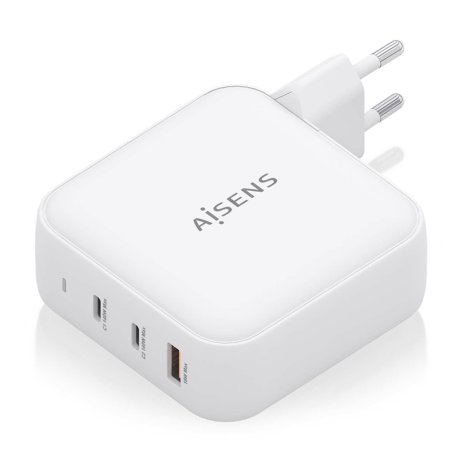 Cargador USB GAN Aisens ASCH-140W3P030-W 140W 2xUSB-C PD3.1 1xUSB-A Color Blanco — vista detalle 1