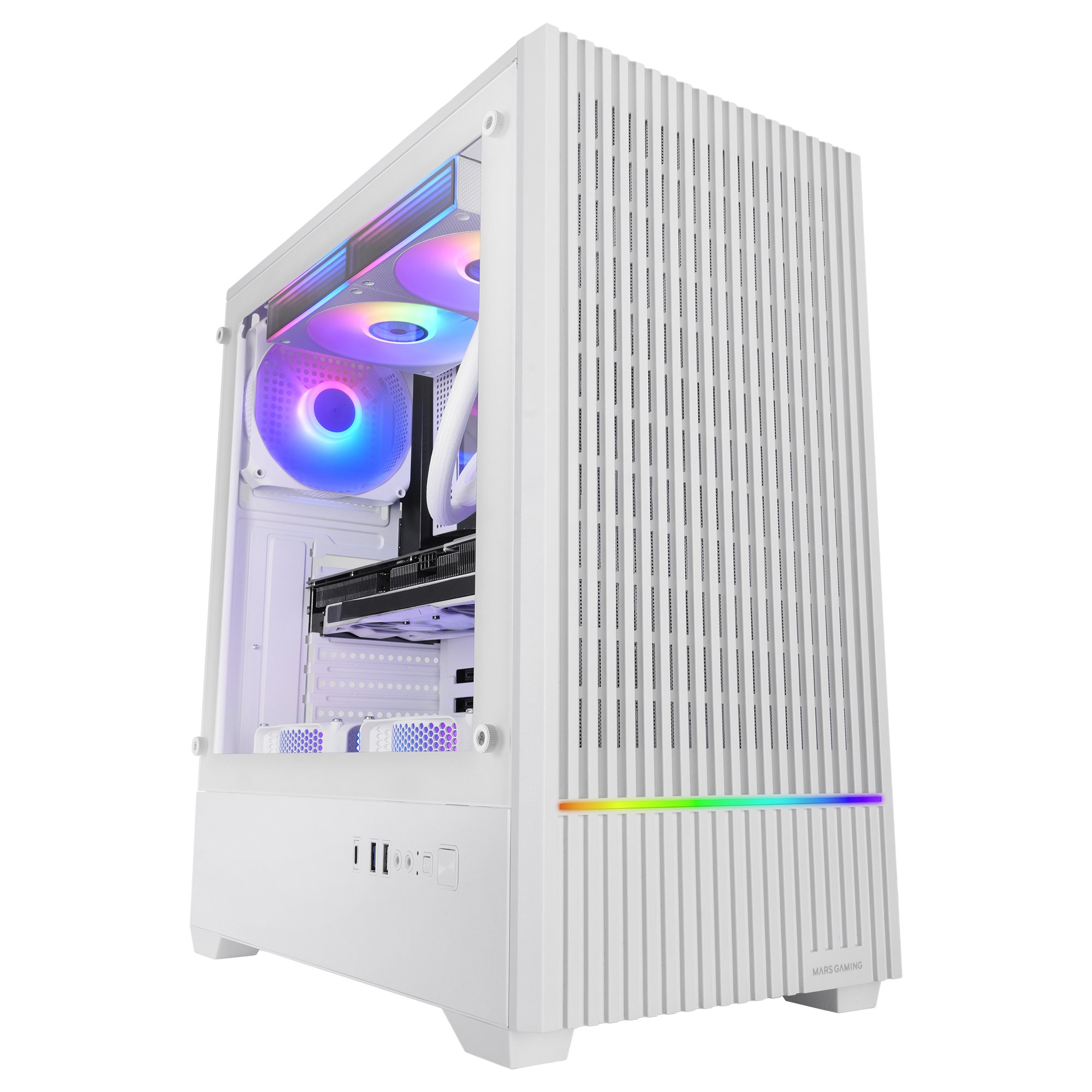 Caja ATX Semitorre MC-QUANTUM Doble Cristal Templado ARGB GPU 335mm Blanco — vista detalle 1