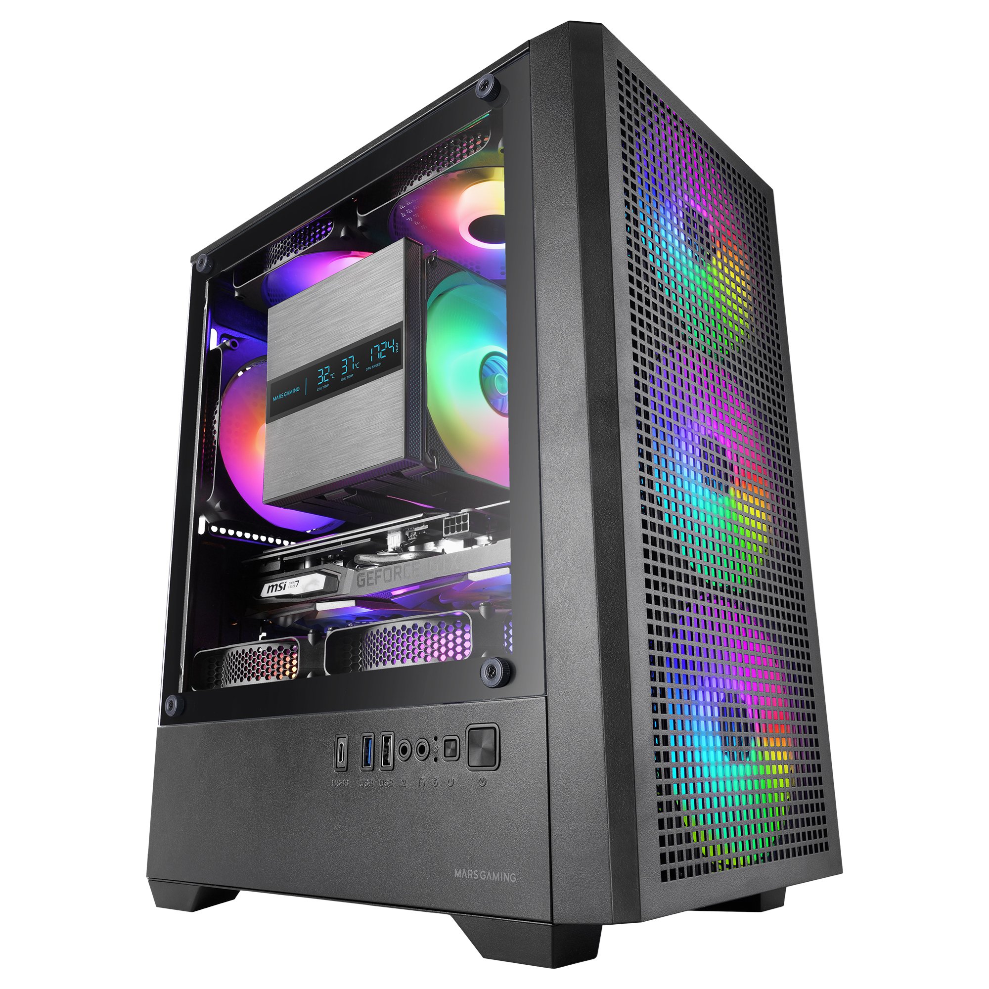 Caja Microatx MC-VECTOR GPU Max 282mm Cristal Templado MESH ARGB USB-C Negra — vista detalle 1
