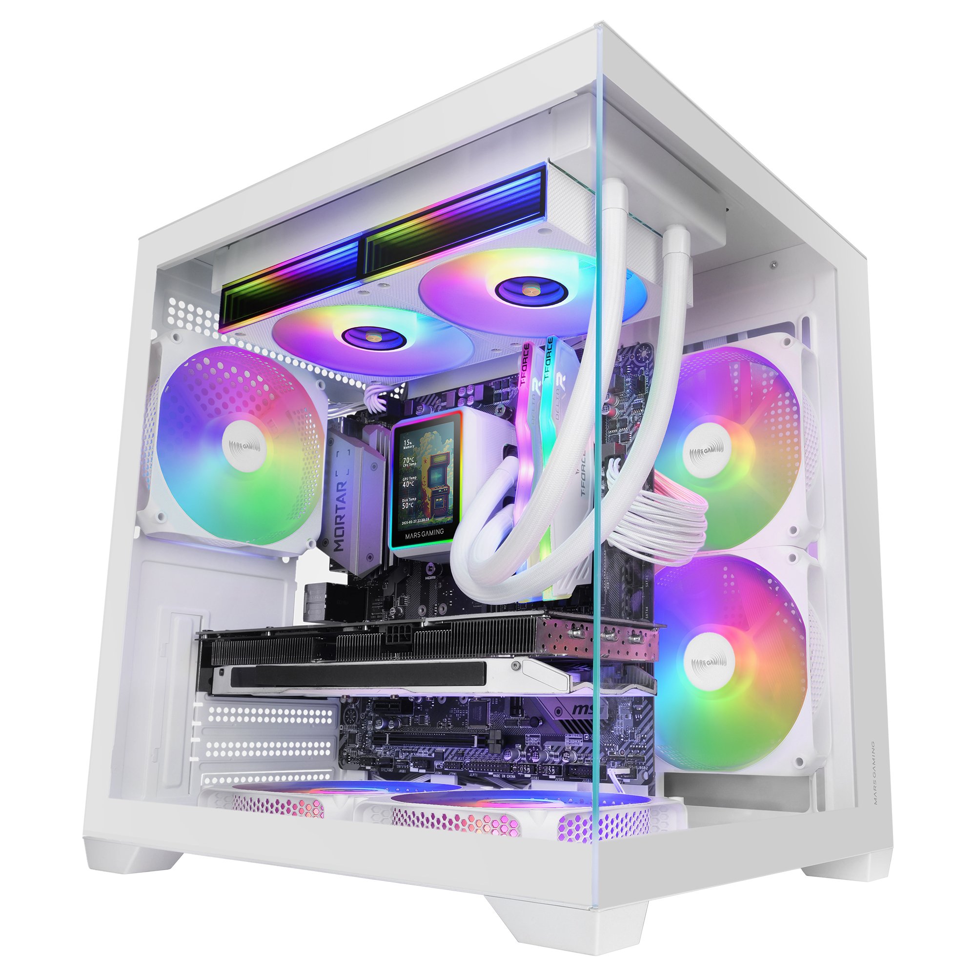 Caja Micro ATX MC-VIEW3W GPU Max 330mm Cristal Templado Panoramico ARGB USB-C Blanca — vista detalle 1
