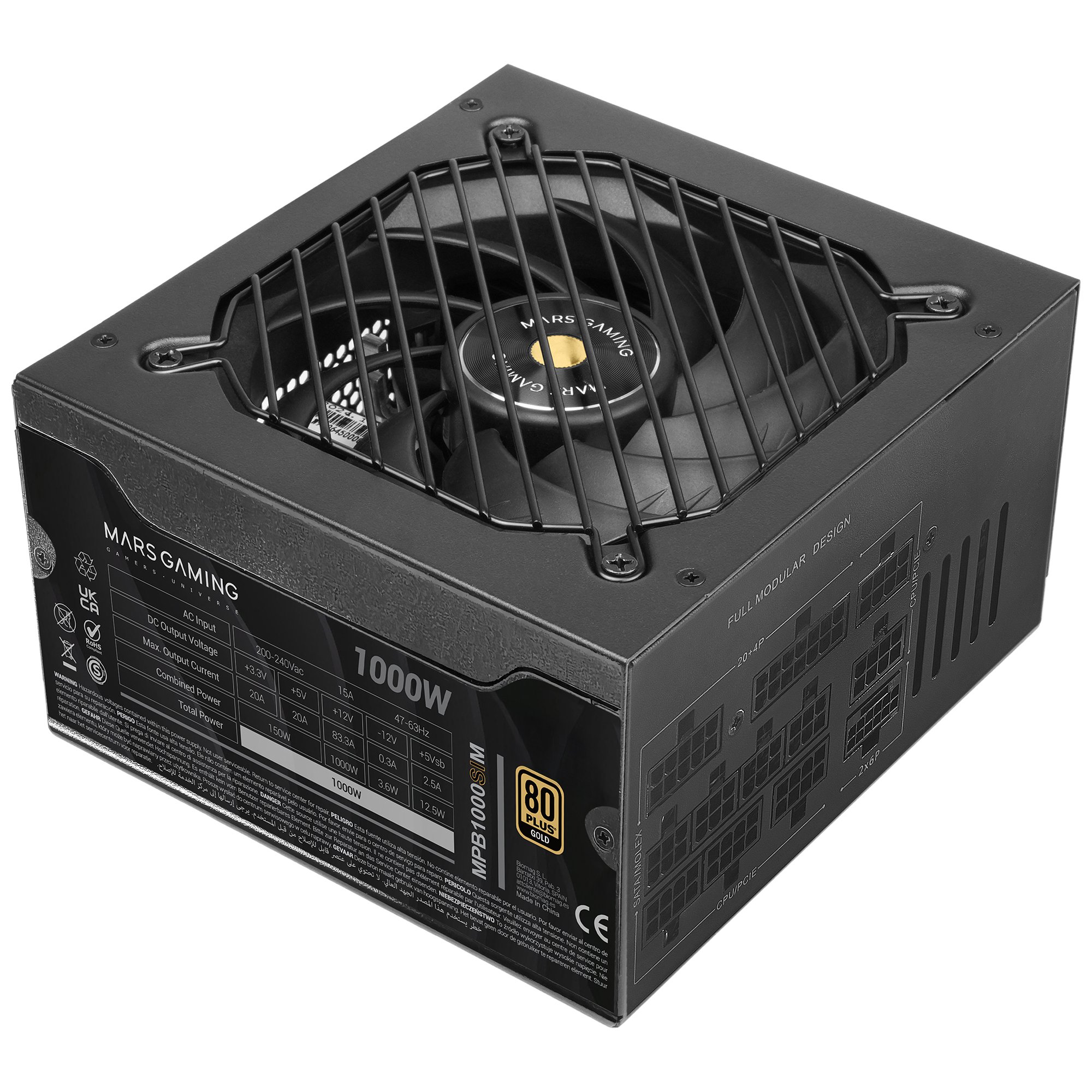 (Reacondicionado) Fuente de Alimentación Modular 1000W ATX 3.1 80+ GOLD 140mm Negro 12V-2x6 Cable no Incluido CASH30 — vista detalle 1